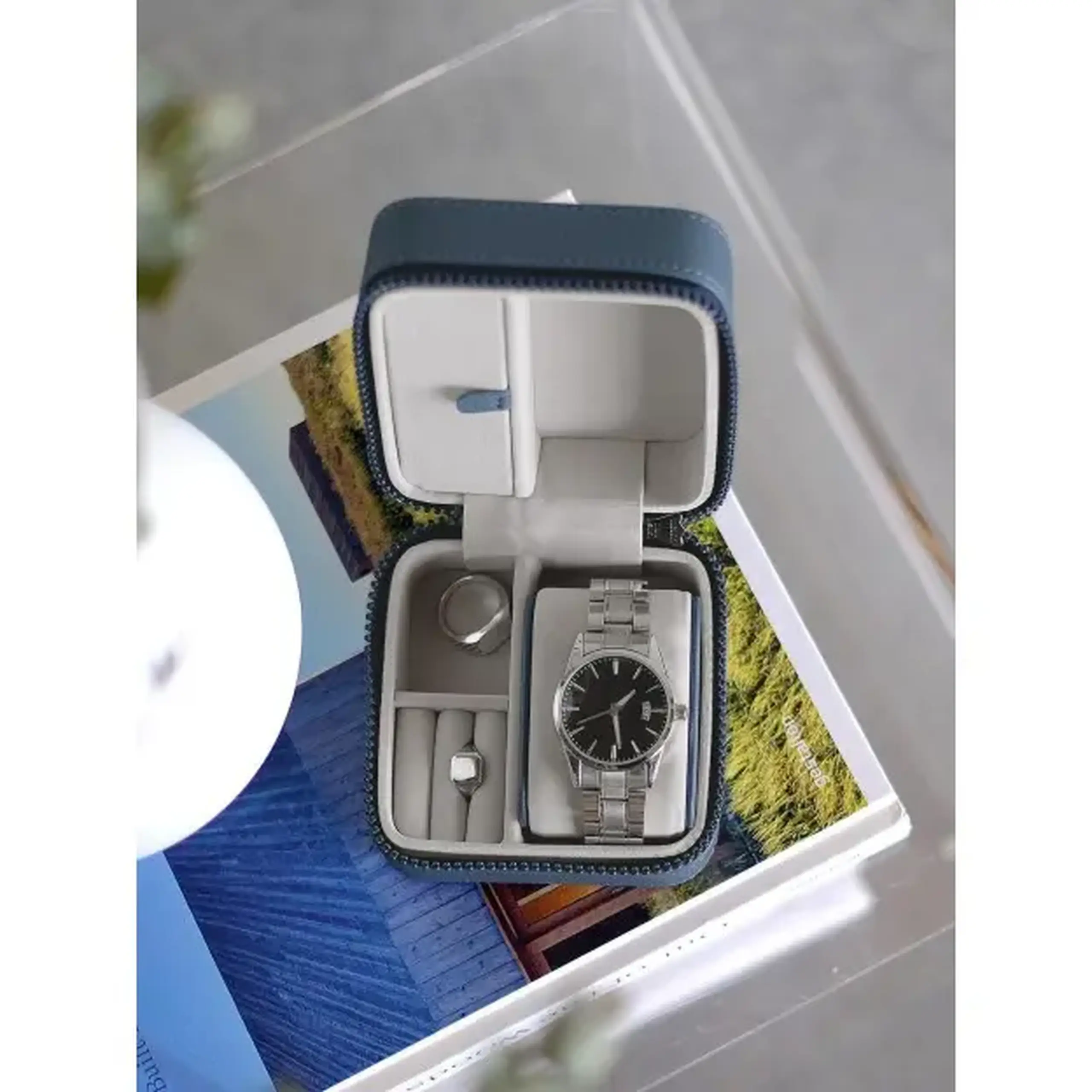 Cutie pentru bijuterie&ceas albastru