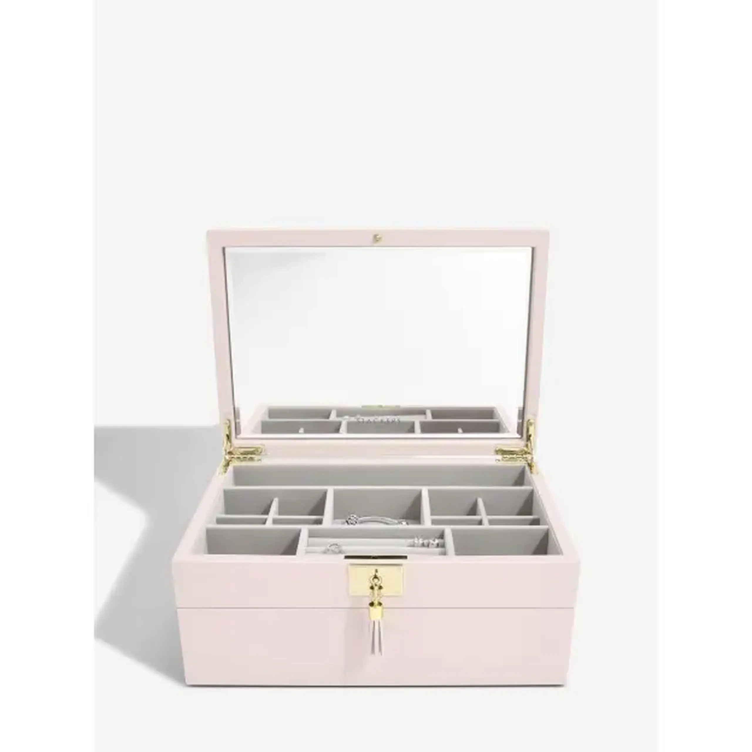 Cutie pentru bijuterie cu 2 nivele roz