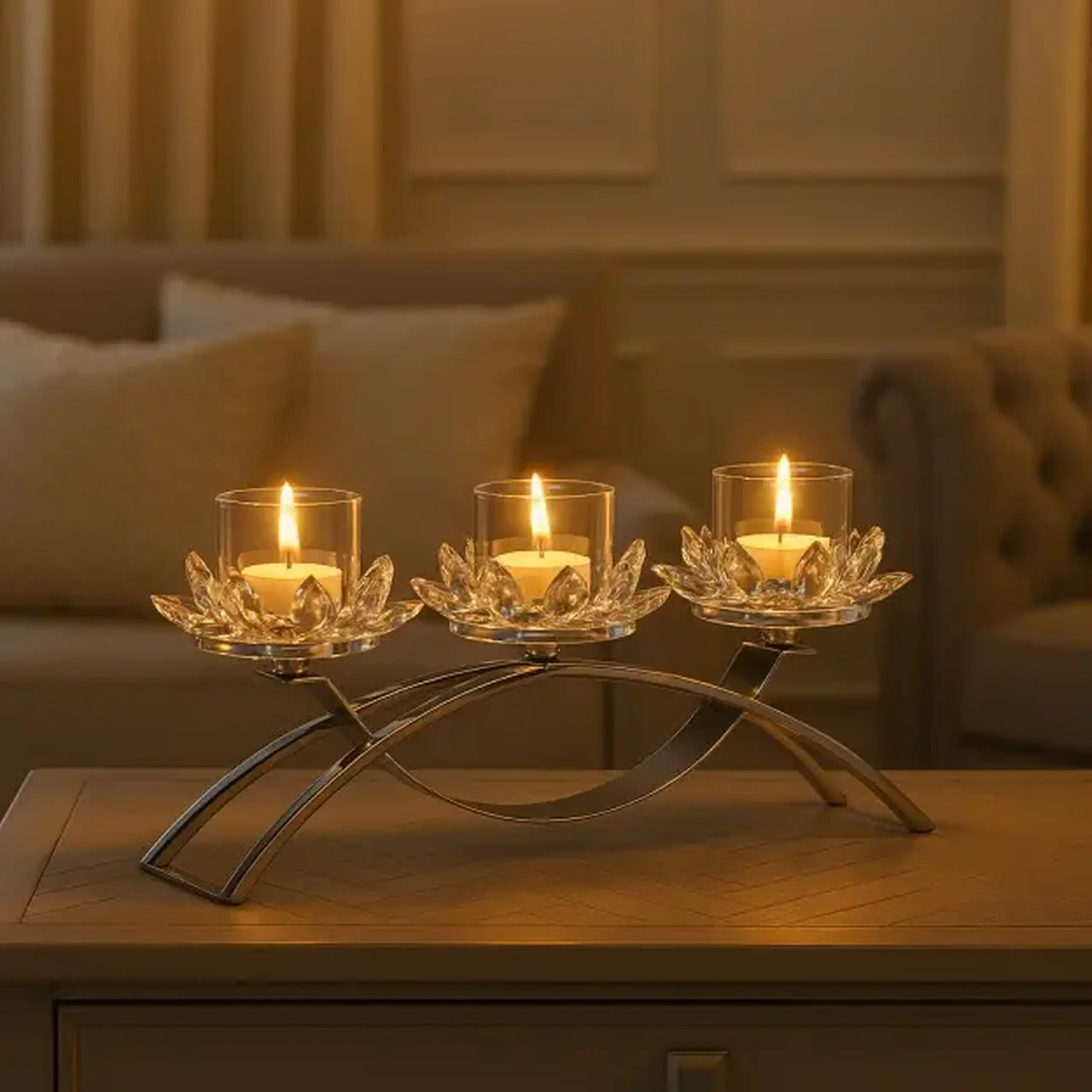 Suport lumânare CRISTAL GLASS TRIO