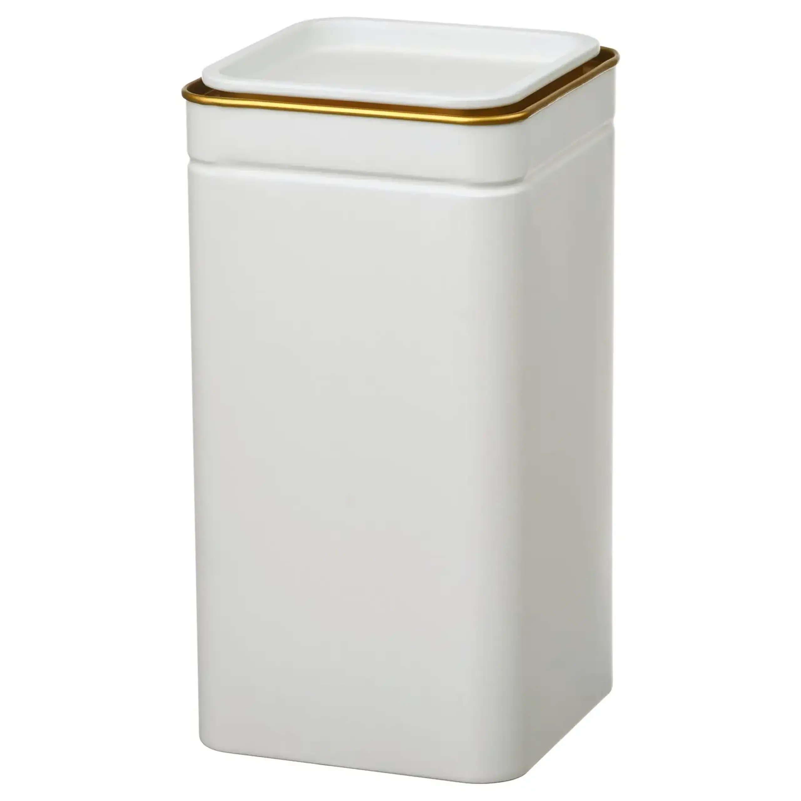 IKEA BLOMNING Cutie metalica cu capac, alb murdar/cafea/ceai, 10x10x20 cm