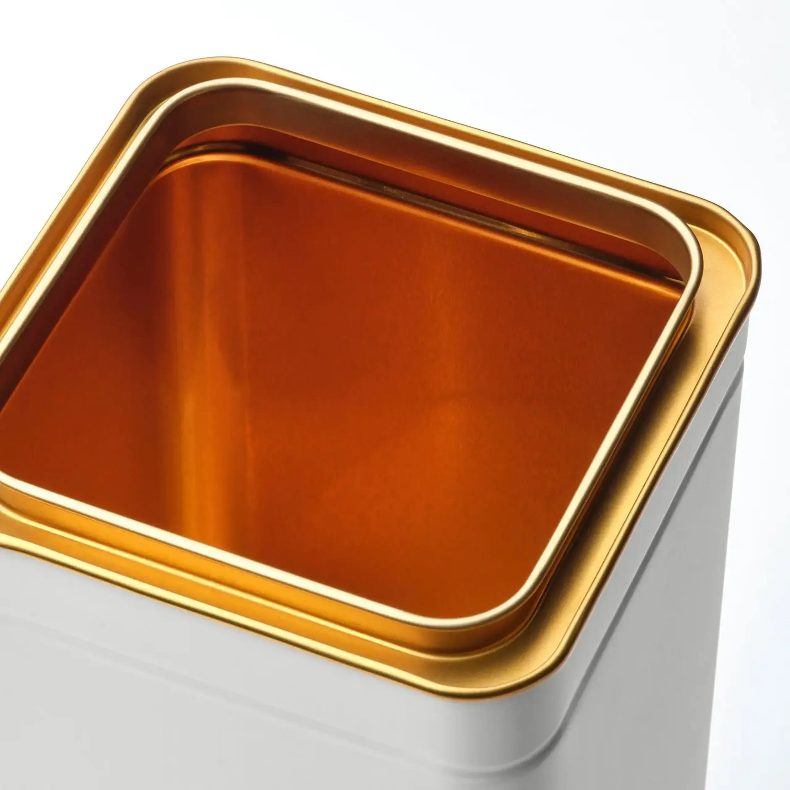 IKEA BLOMNING Cutie metalica cu capac, alb murdar/cafea/ceai, 10x10x20 cm