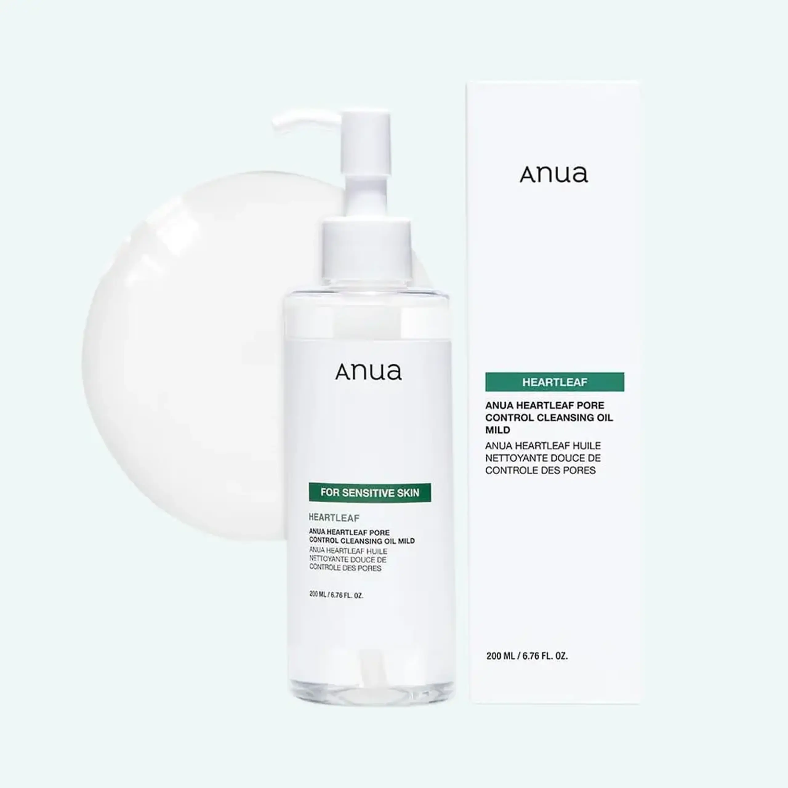Ulei hidrofil non-comedogenic pentru piele sensibilă Anua - Heartleaf Pore Control Cleansing Oil Mild 200ml