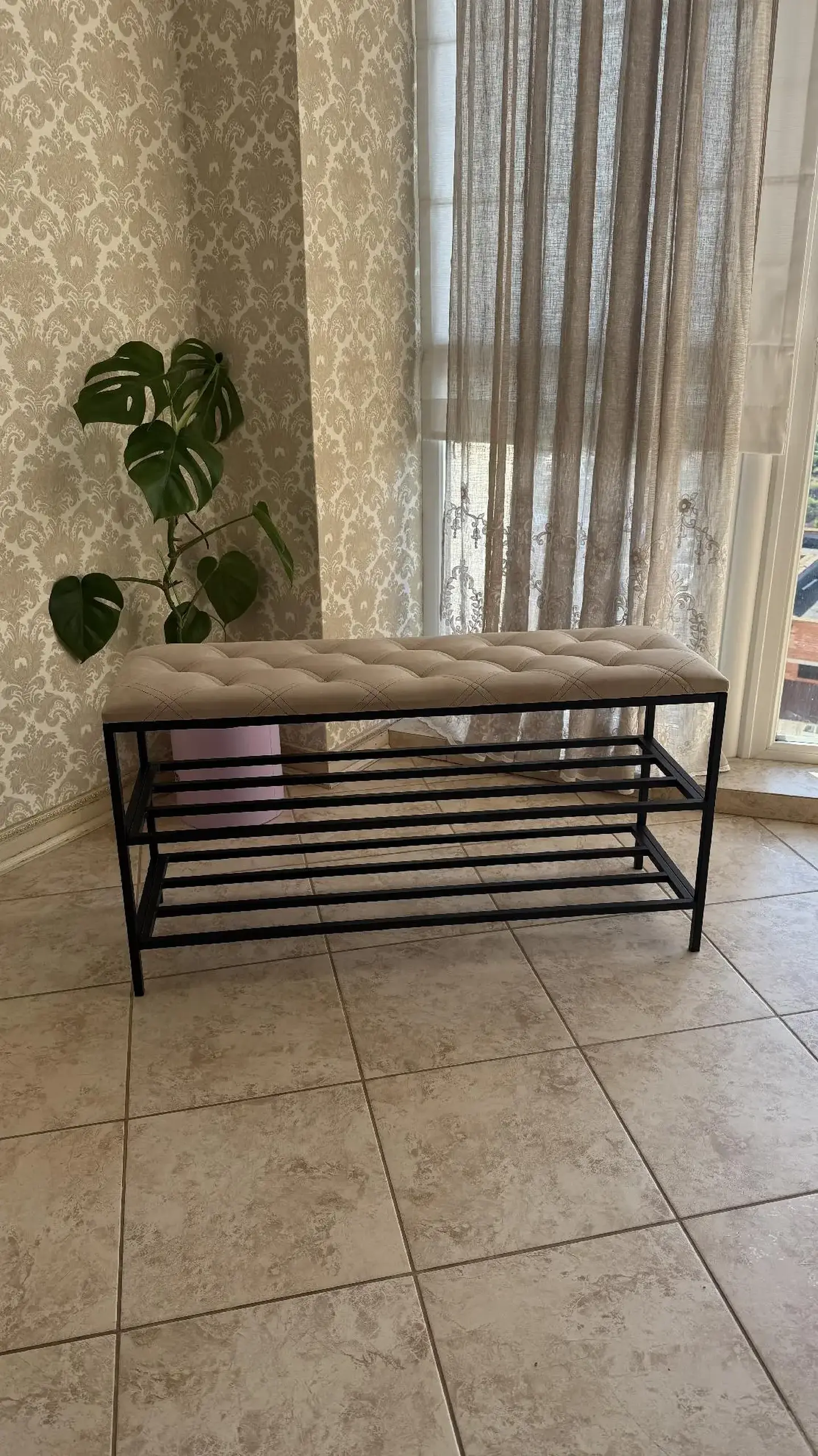 Pantofar cu 3 nivele Nex Home, metal, sarcina 150 kg, 100x32x52 cm, 24 Bej inchis