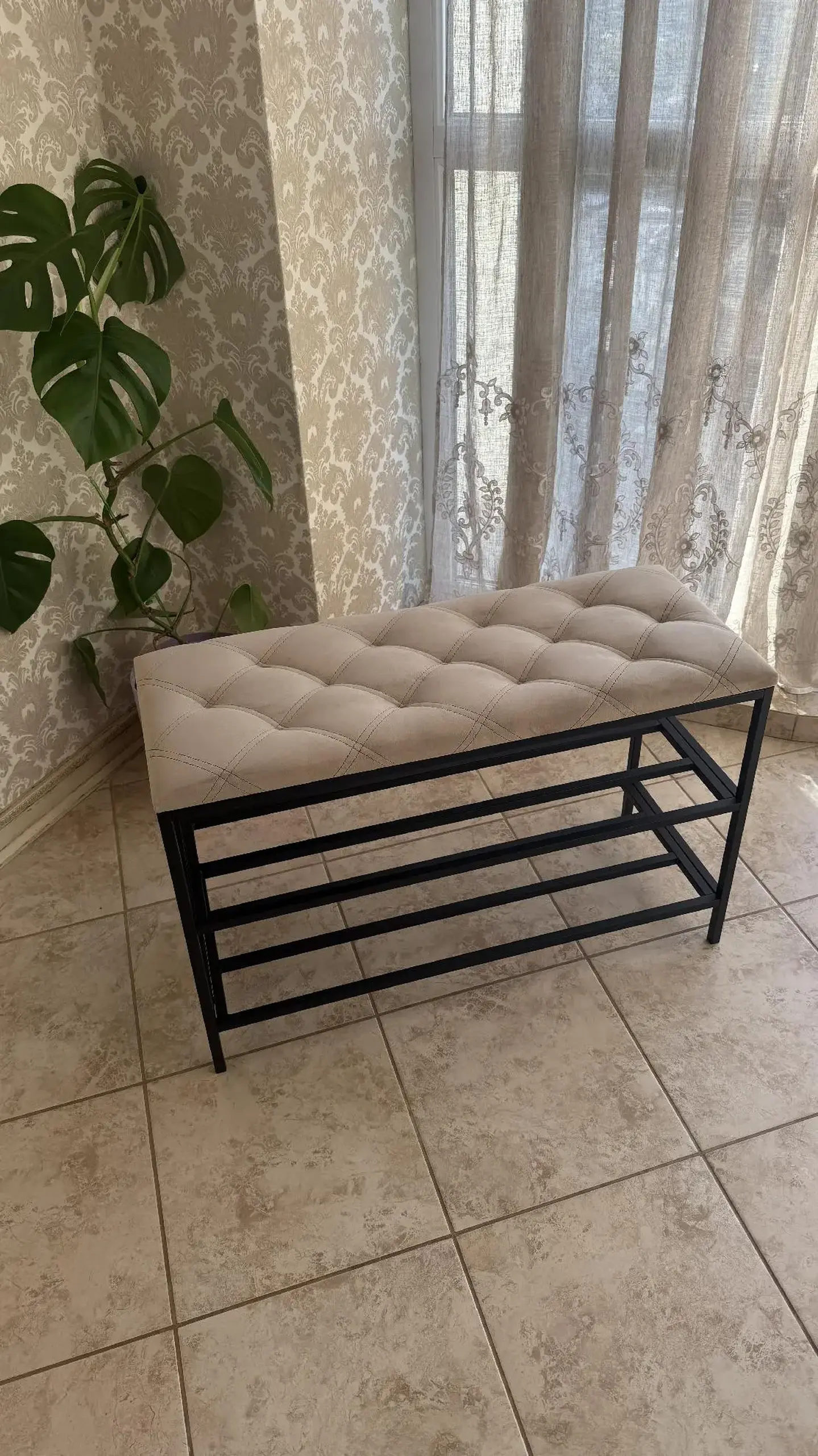 Pantofar cu 3 nivele Nex Home, metal, sarcina 150 kg, 100x32x52 cm, 24 Bej inchis