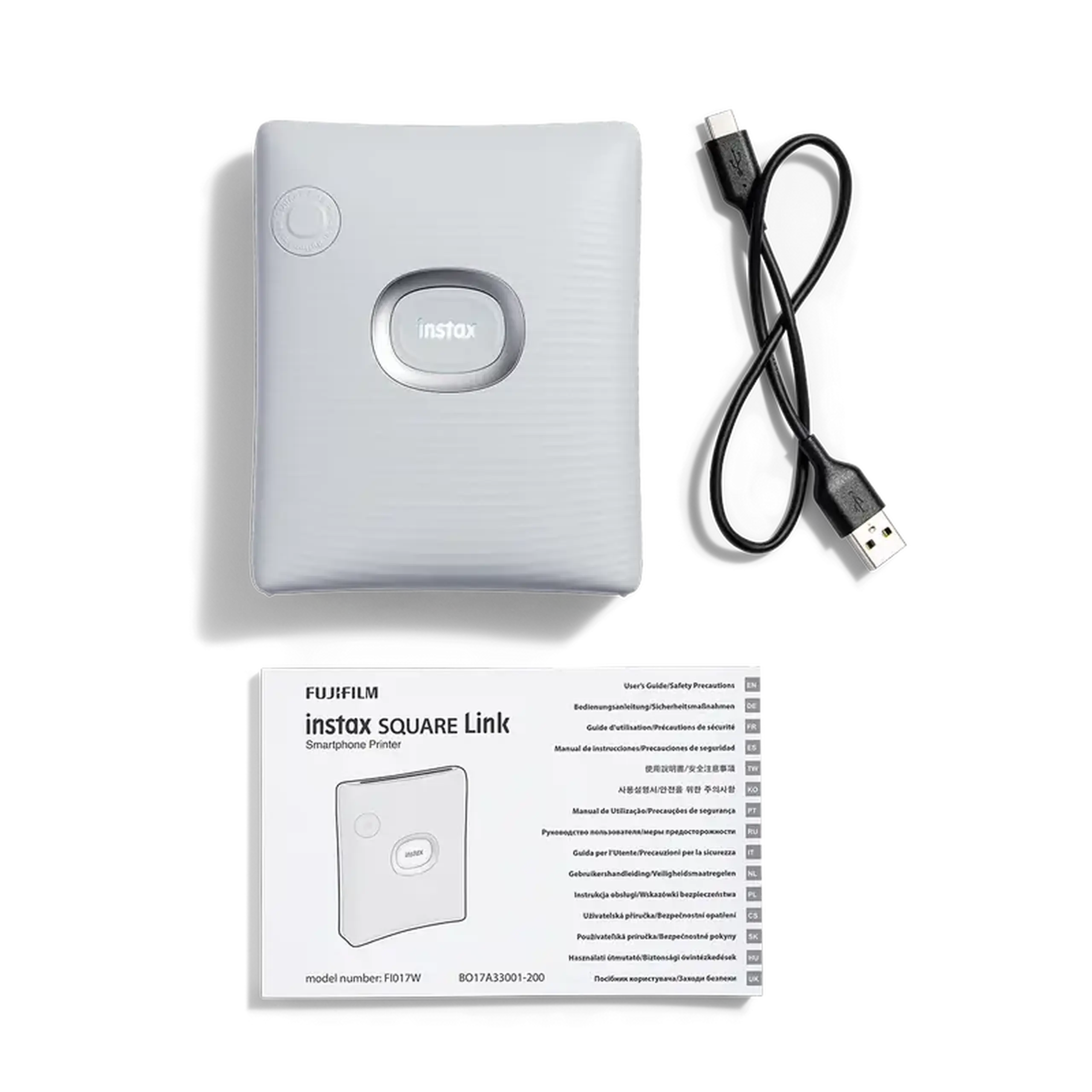 Imprimantă foto Fujifilm Instax Square Link, 86 x 72 mm, Ash White