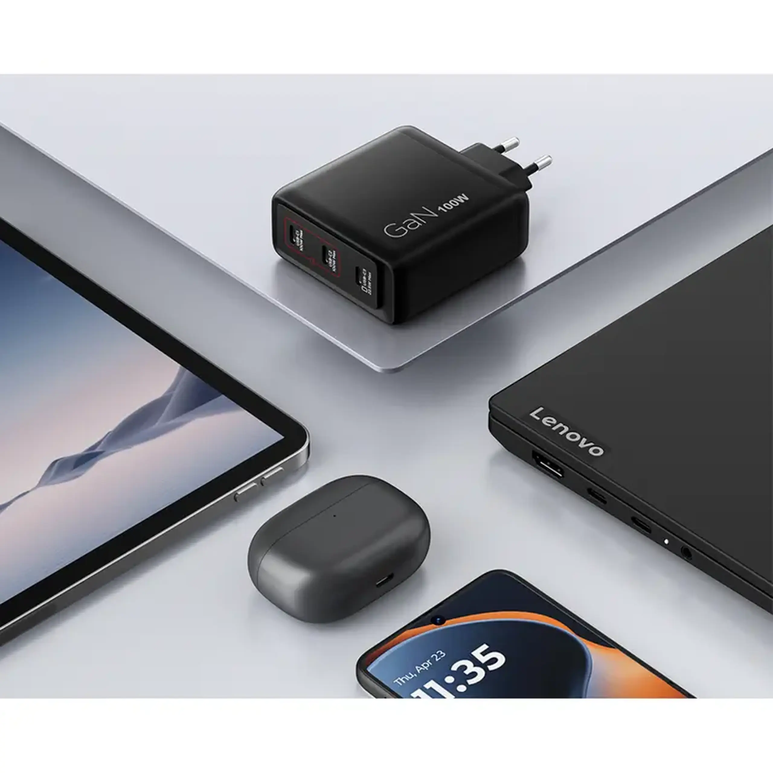 Încărcător Lenovo Multi-port GaN Charger, 100W, Negru