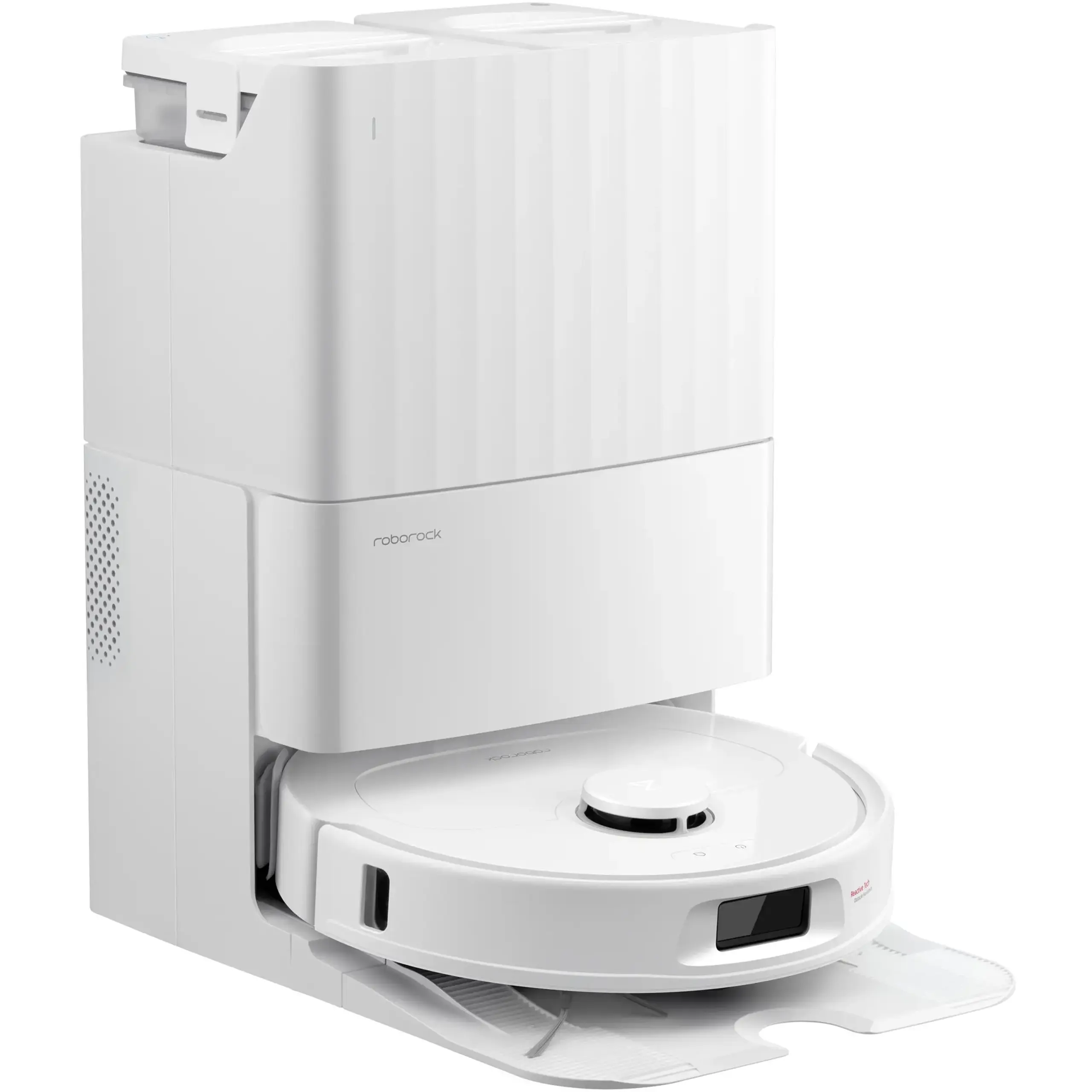 Robot de aspirare Roborock QR 798 W, aspirator si mop cu statie de golire automata, 10.000 Pa, baterie 5200 mAh, autonomie 180 min, navigatie AI, recipient praf 2.7L, alb