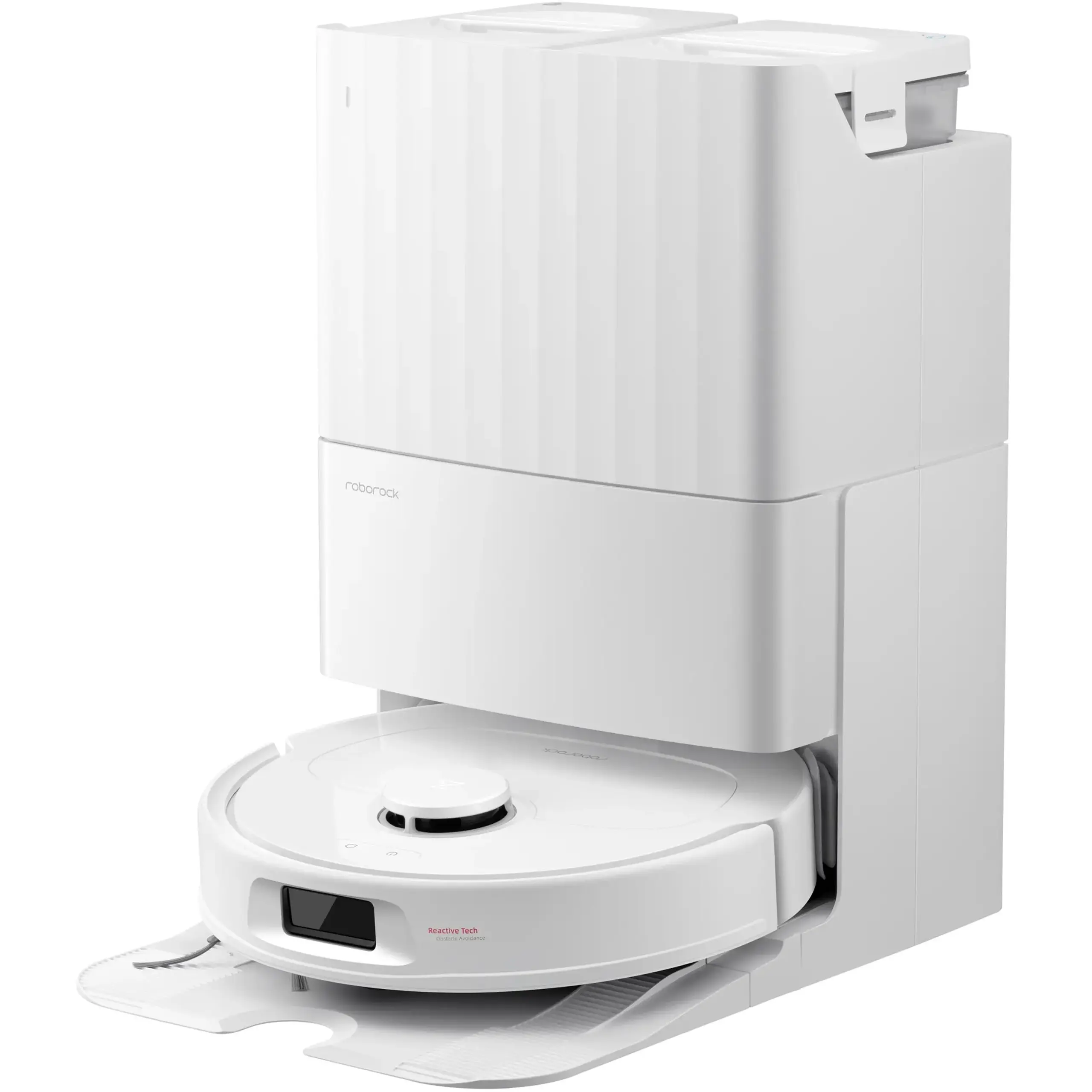 Robot de aspirare Roborock QR 798 W, aspirator si mop cu statie de golire automata, 10.000 Pa, baterie 5200 mAh, autonomie 180 min, navigatie AI, recipient praf 2.7L, alb