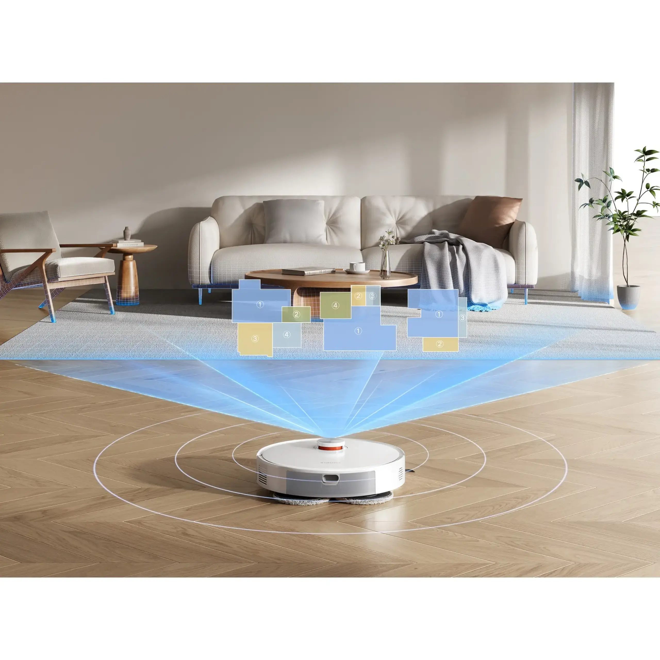 Robot de aspirare Xiaomi S40 Pro BHR089REU, 15000Pa, 5200mAh, 310ml recipient apa, 430ml recipient praf, alb