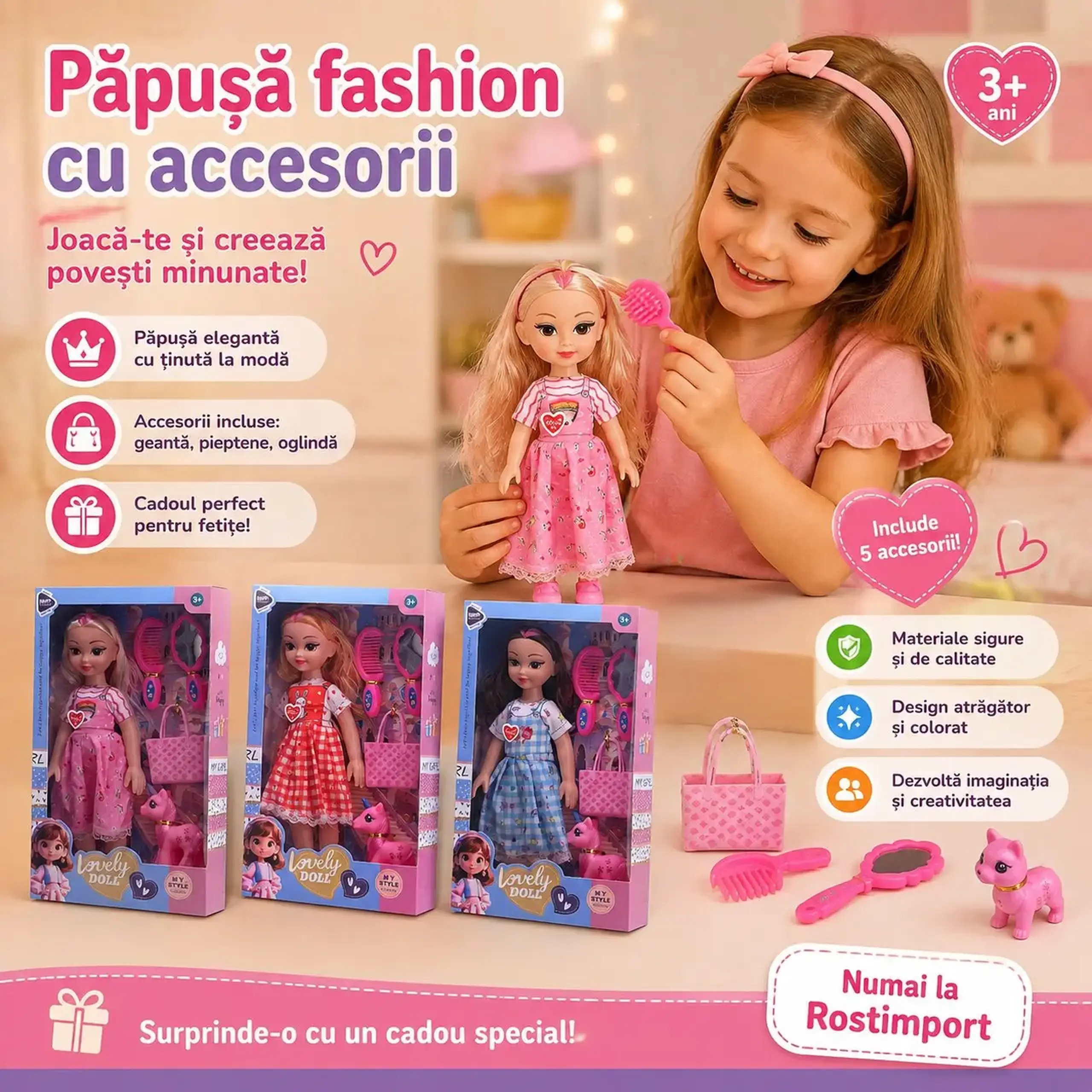 Papusa cu sunet si accesorii