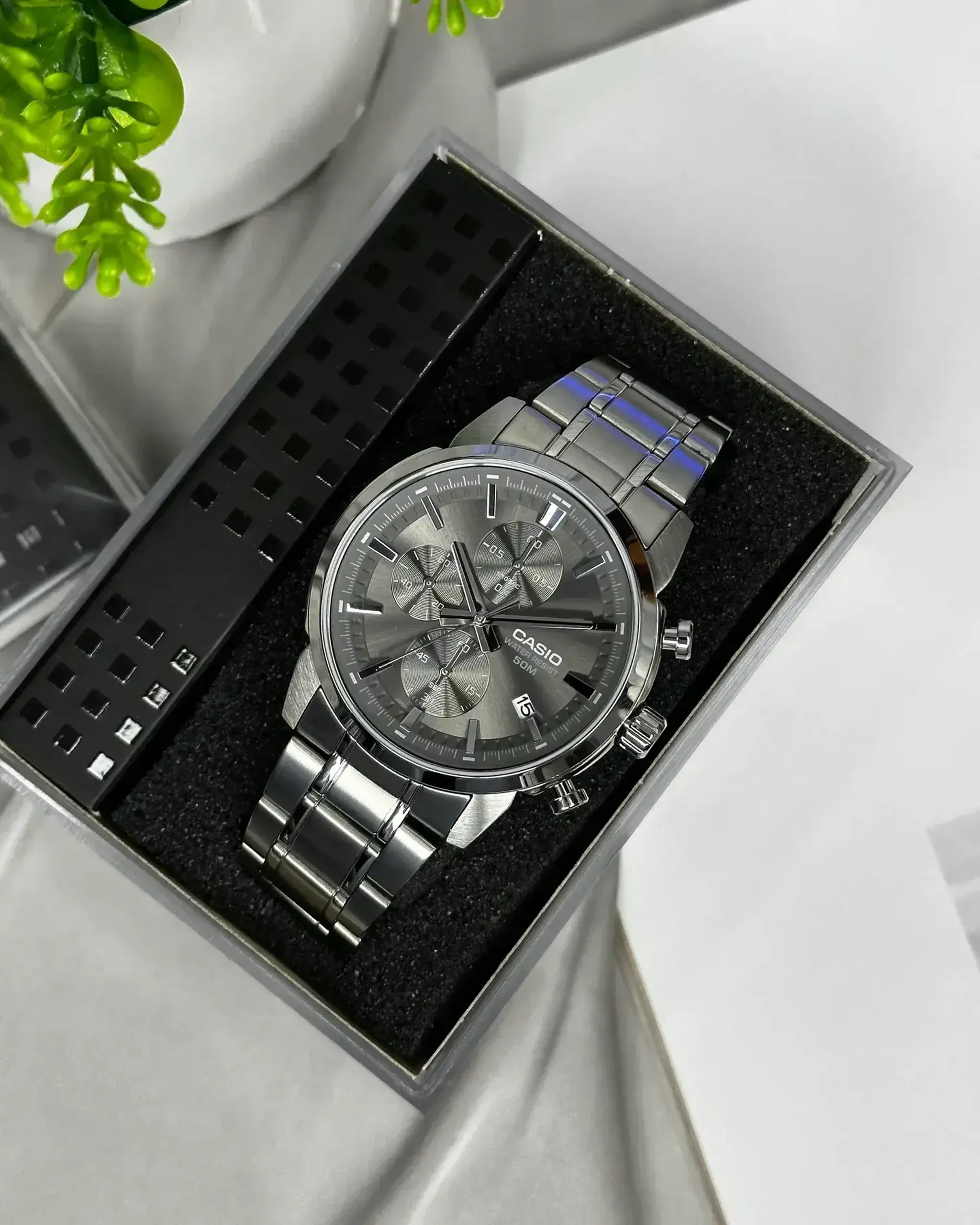 Casio MTP-E725D-3AVDF - Gri Data, Cronometru