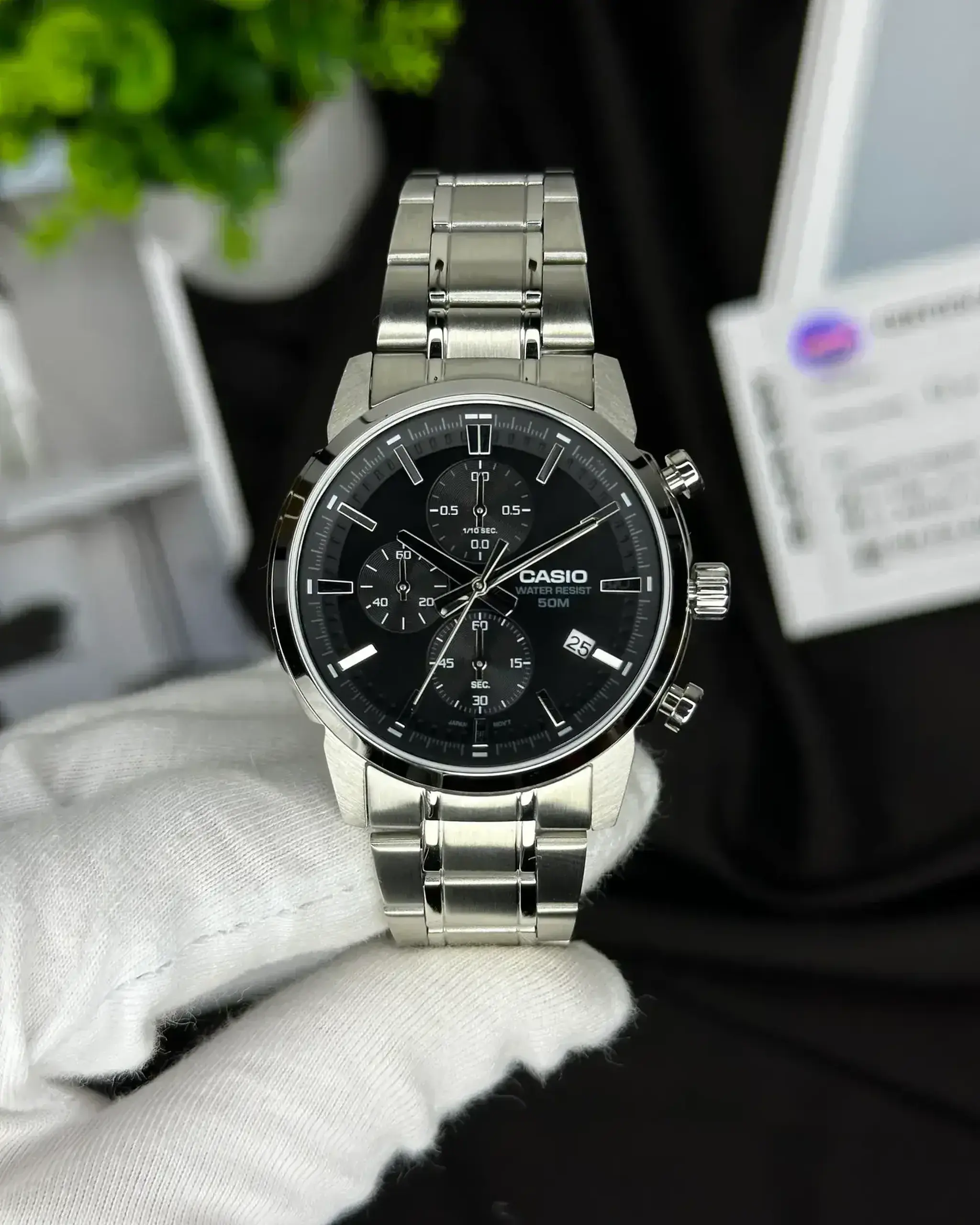 Casio MTP-E725D-3AVDF - Negru Data, Cronometru
