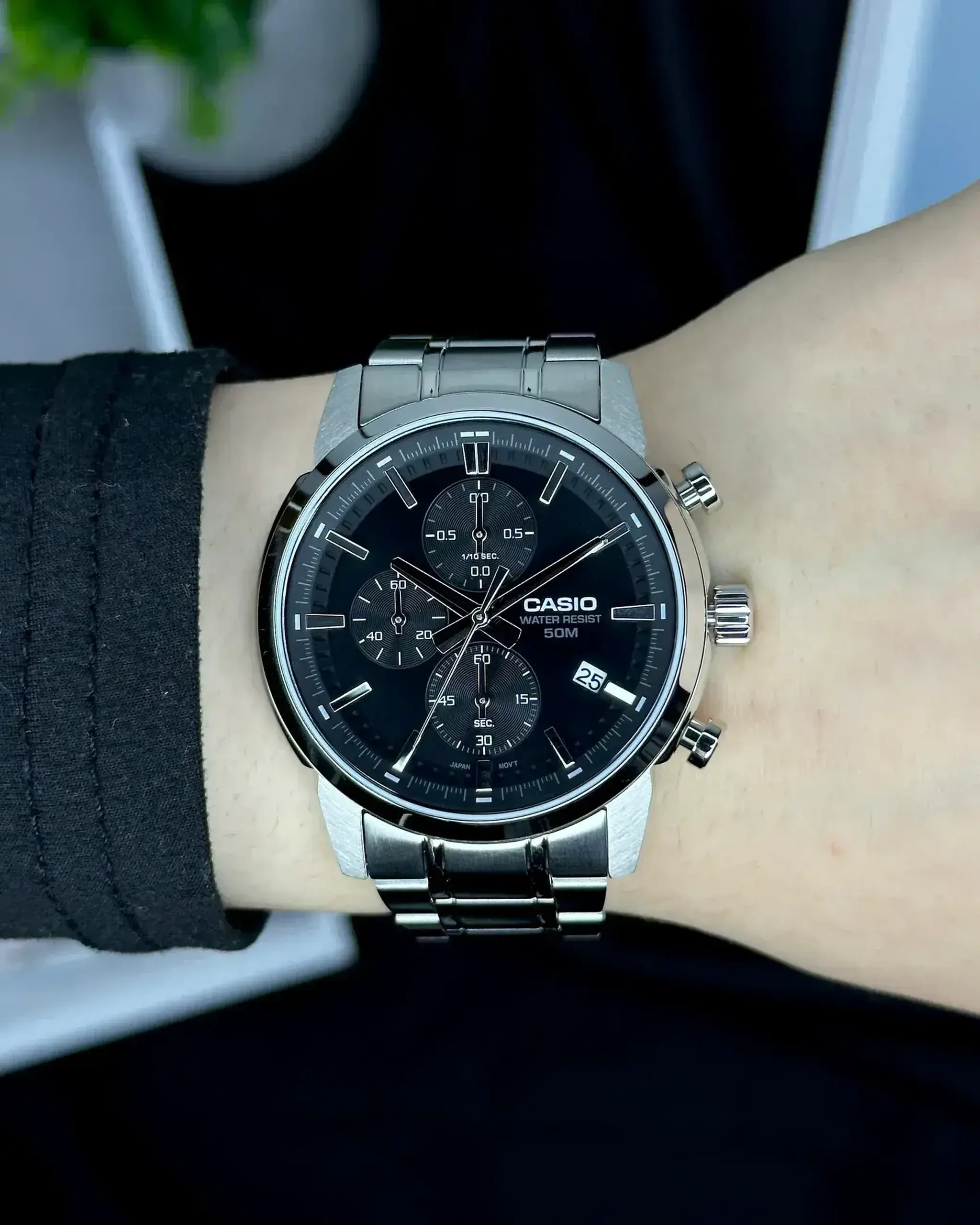 Casio MTP-E725D-3AVDF - Negru Data, Cronometru