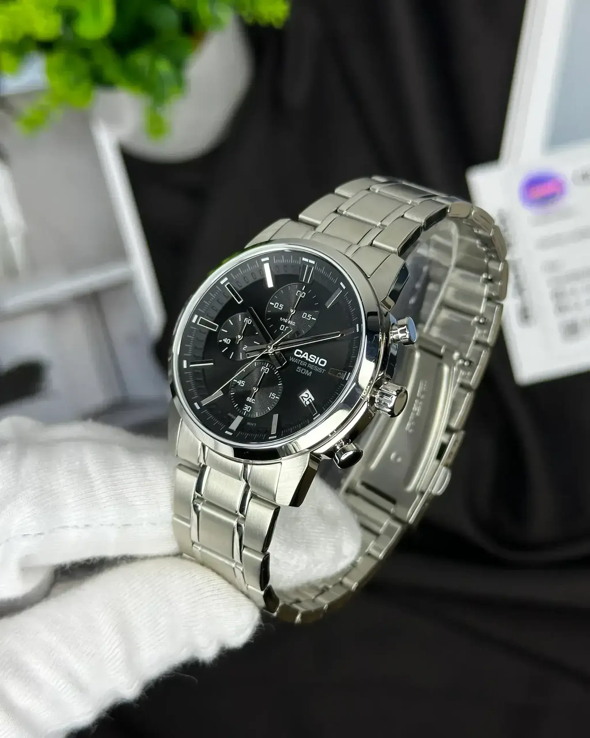 Casio MTP-E725D-3AVDF - Negru Data, Cronometru