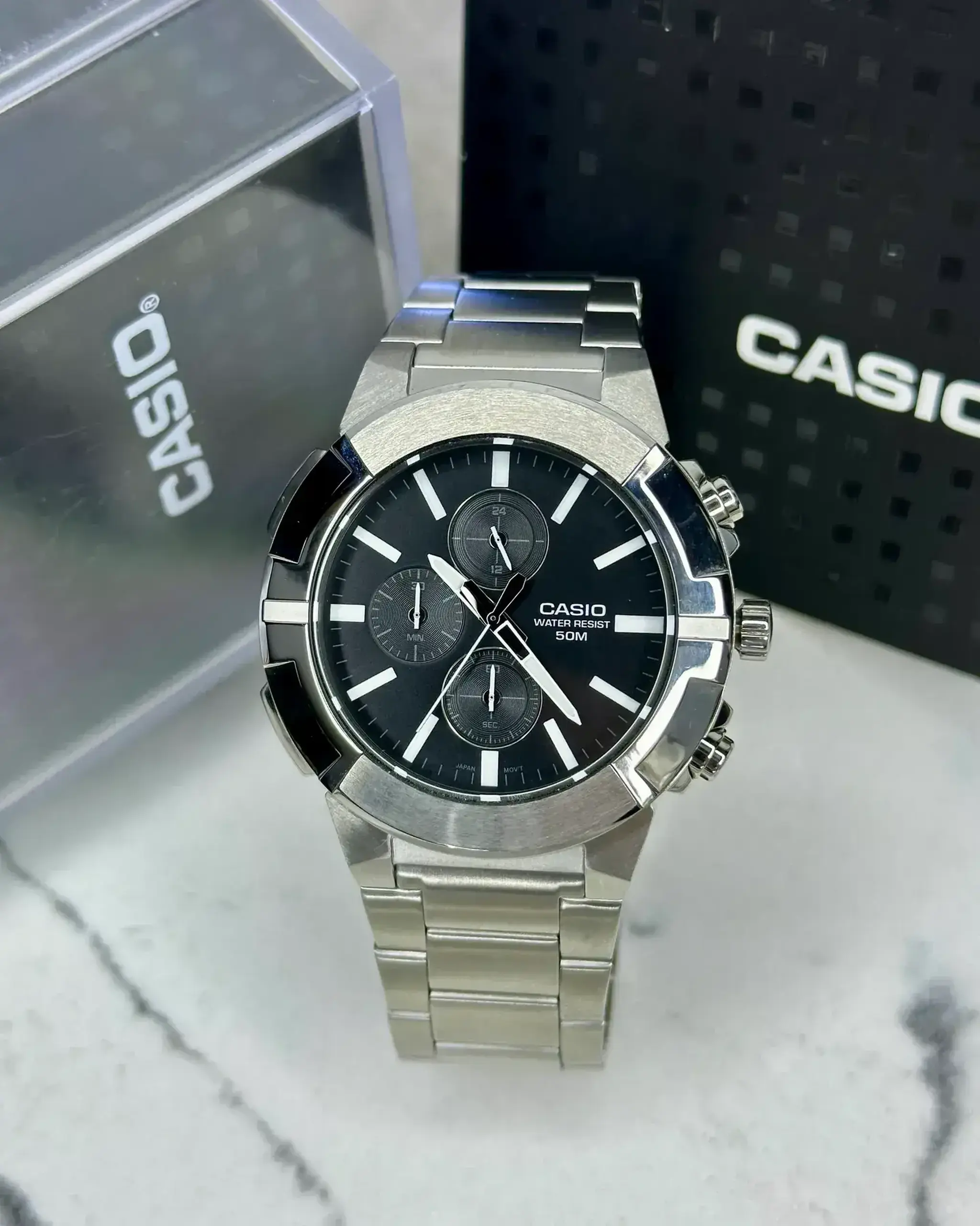Casio MTP-E725D-3AVDF - Negru 24 h, Cronometru