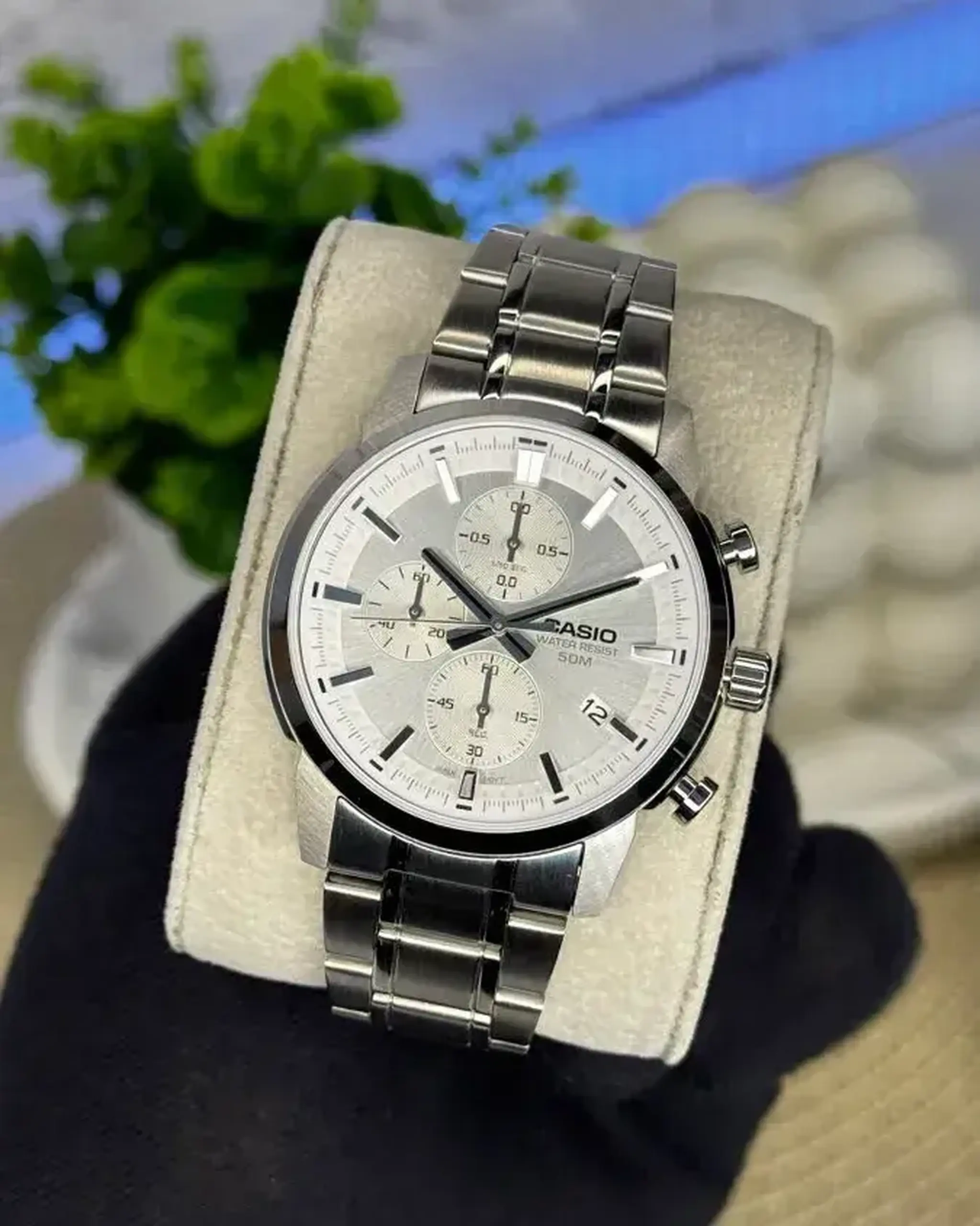 Casio MTP-E725D-3AVDF - Alb / Argintiu deschis Data, Cronometru