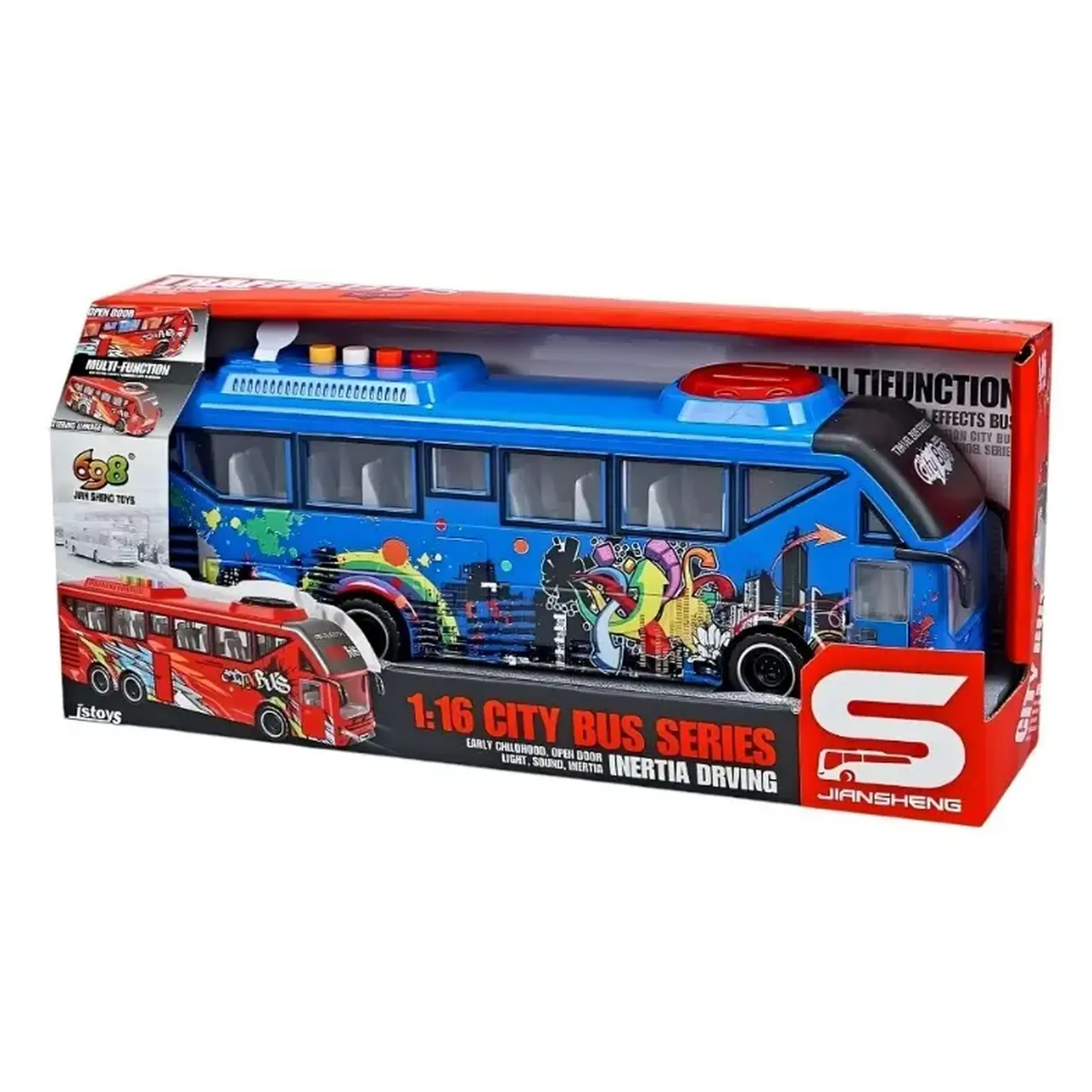 Autobuz de jucarie City Bus Style cu frictiune, lumini si sunete81496