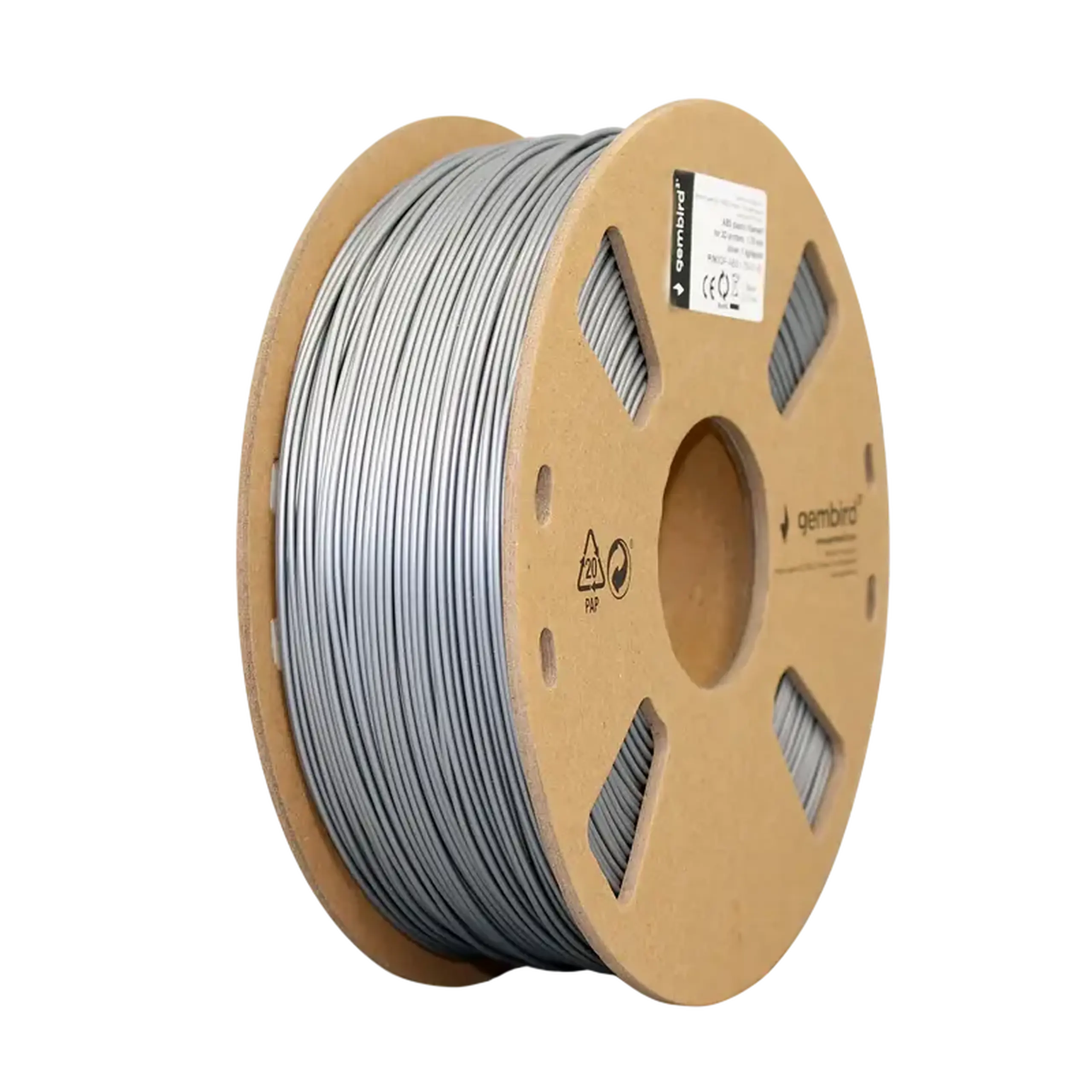 Filament pentru imprimantă 3D Gembird 3DP-ABS1.75-01-S, ABS, Argint, 1.75 mm, 1kg