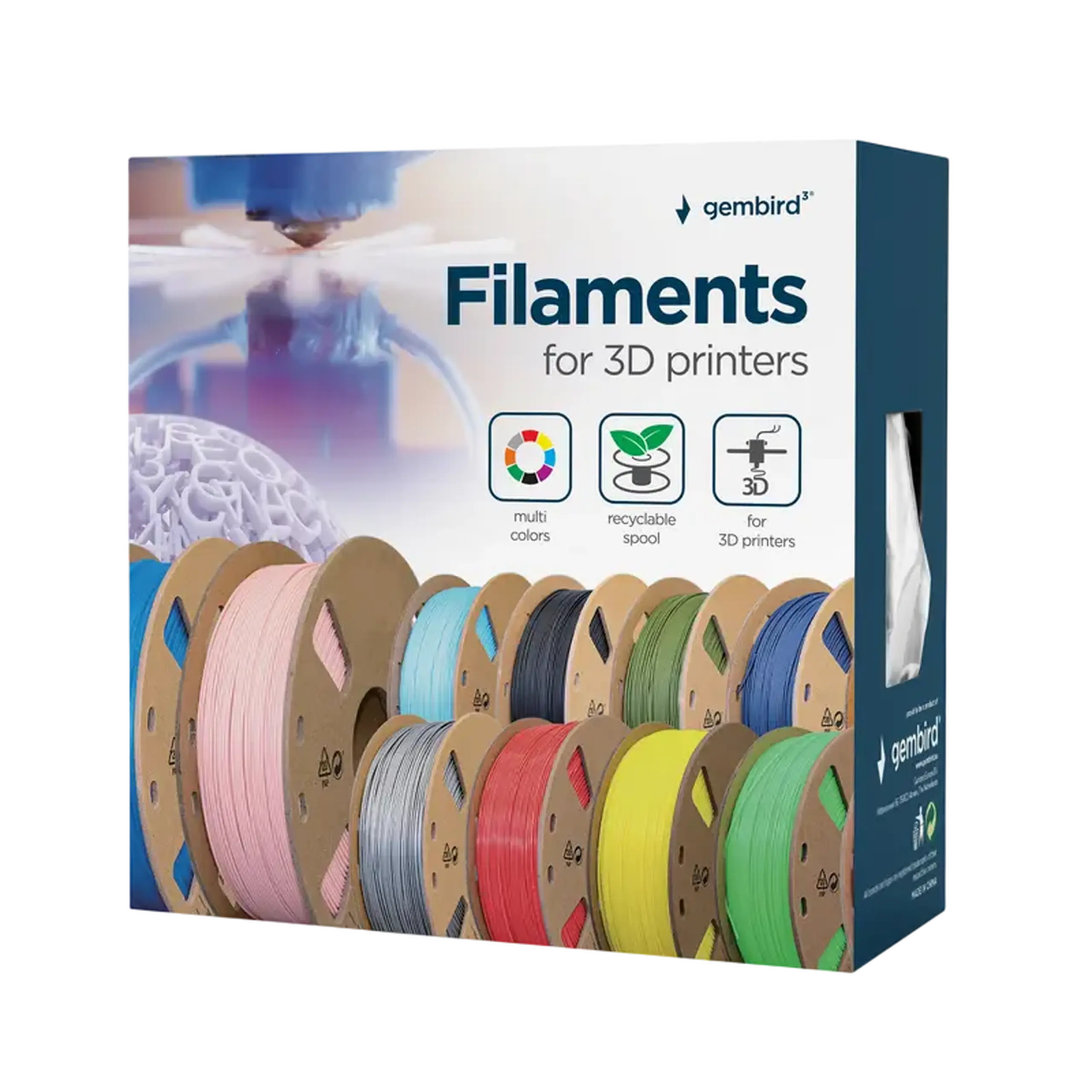 Filament pentru imprimantă 3D Gembird 3DP-ABS1.75-01-S, ABS, Argint, 1.75 mm, 1kg