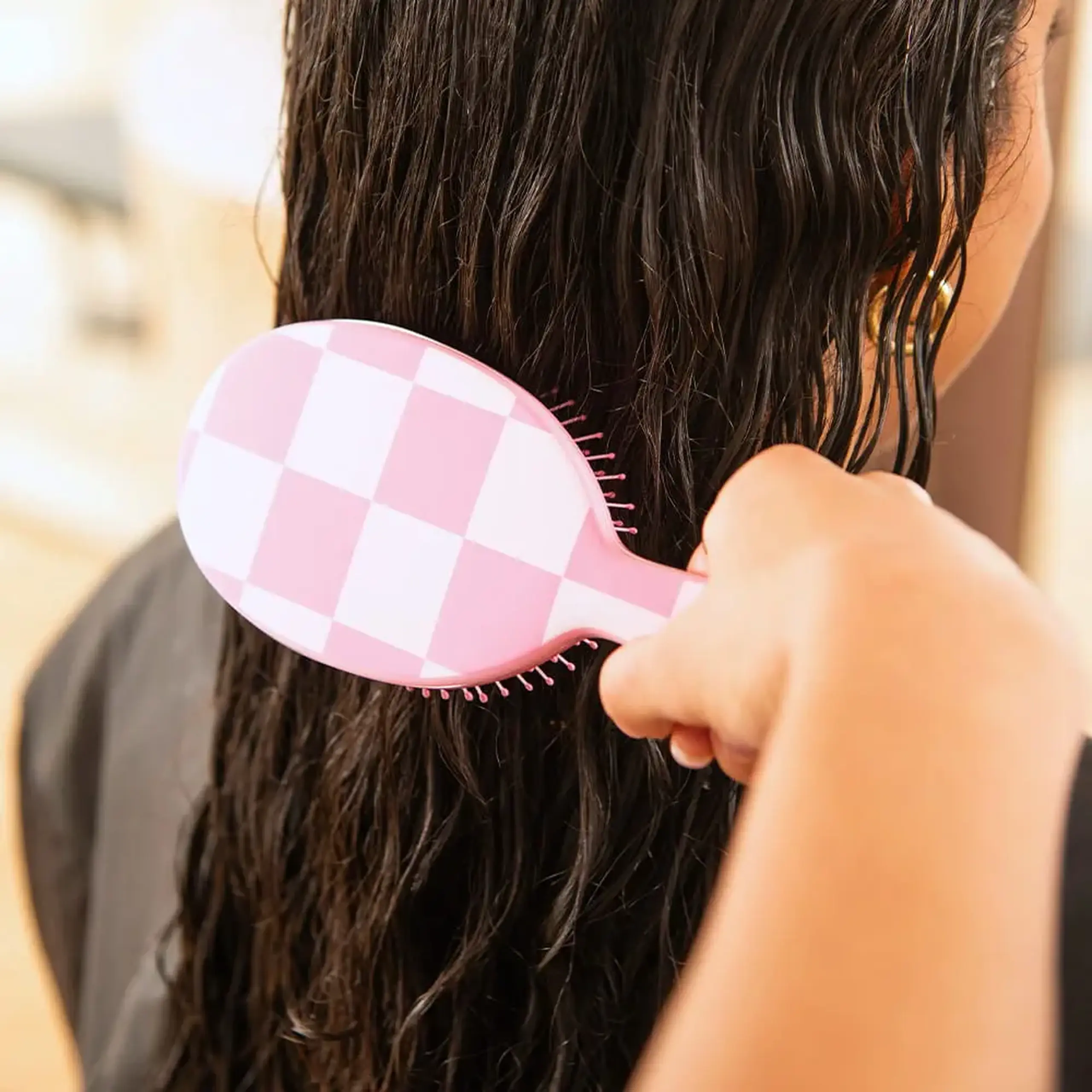 Perie de păr Framar Detangle Brush Checked Out Pink