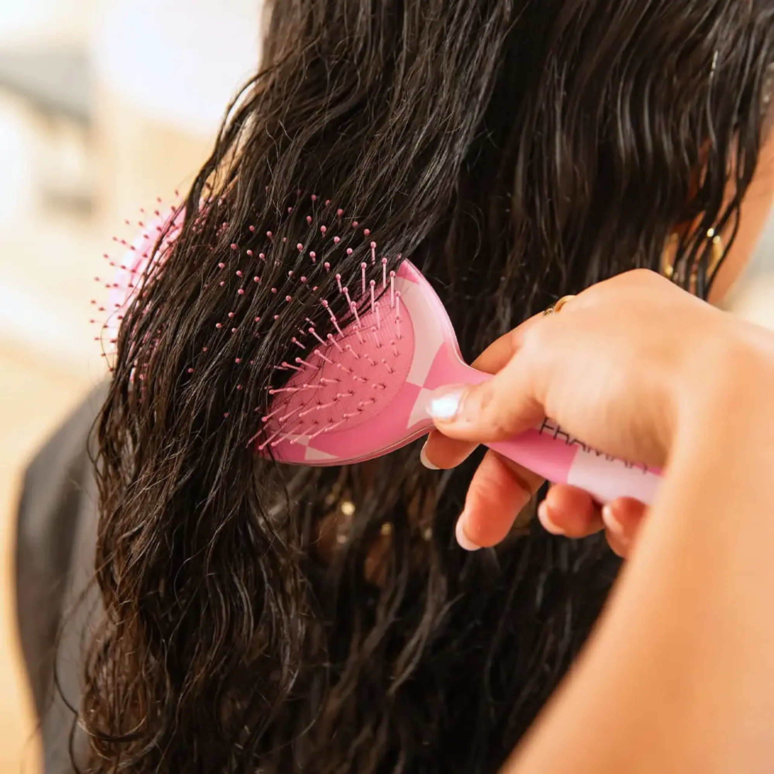 Perie de păr Framar Detangle Brush Checked Out Pink