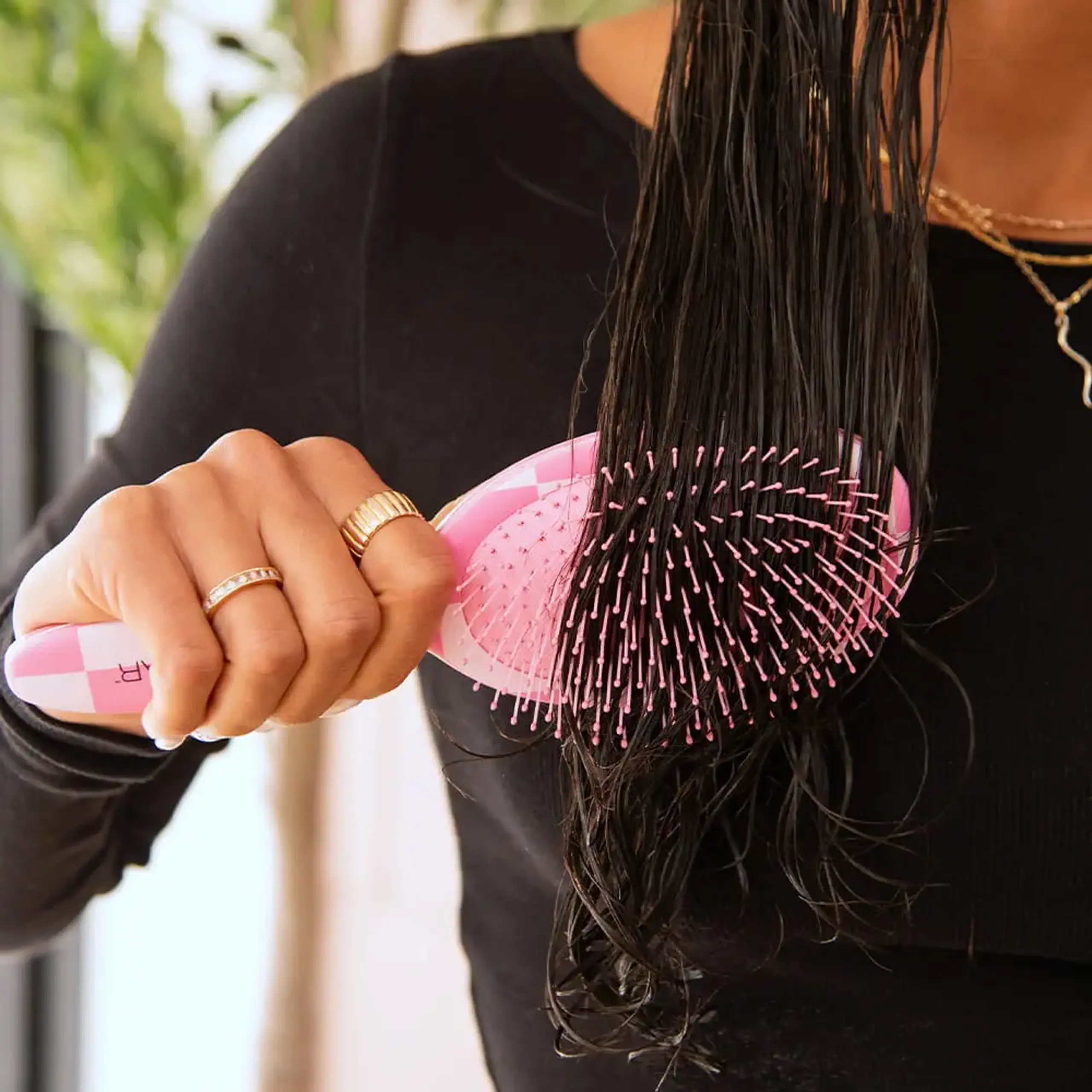 Perie de păr Framar Detangle Brush Checked Out Pink