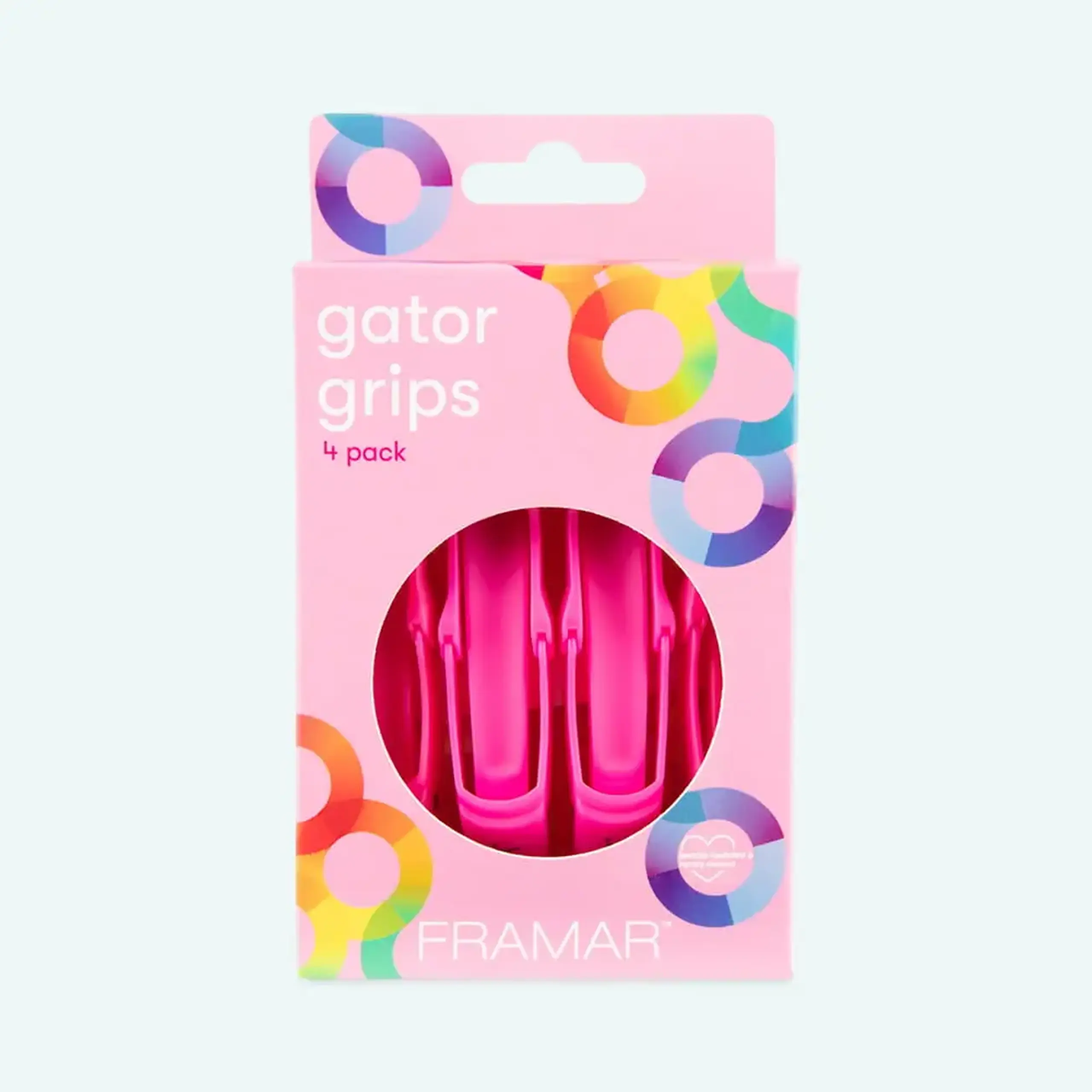 Clipsuri profesionale pentru fixarea părului Framar Gator Grip Clips Pink 4pcs