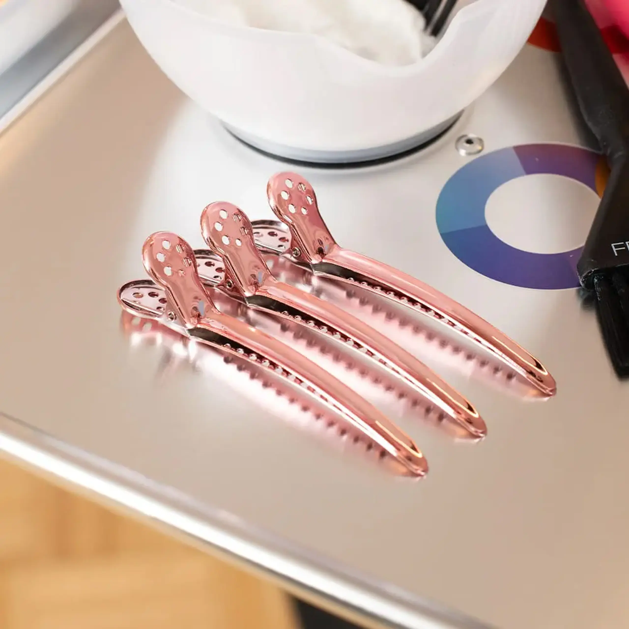 Сlipsuri profesionale pentrufixarea părului Framar Tight Tension Clips – Rose Gold 4pcs