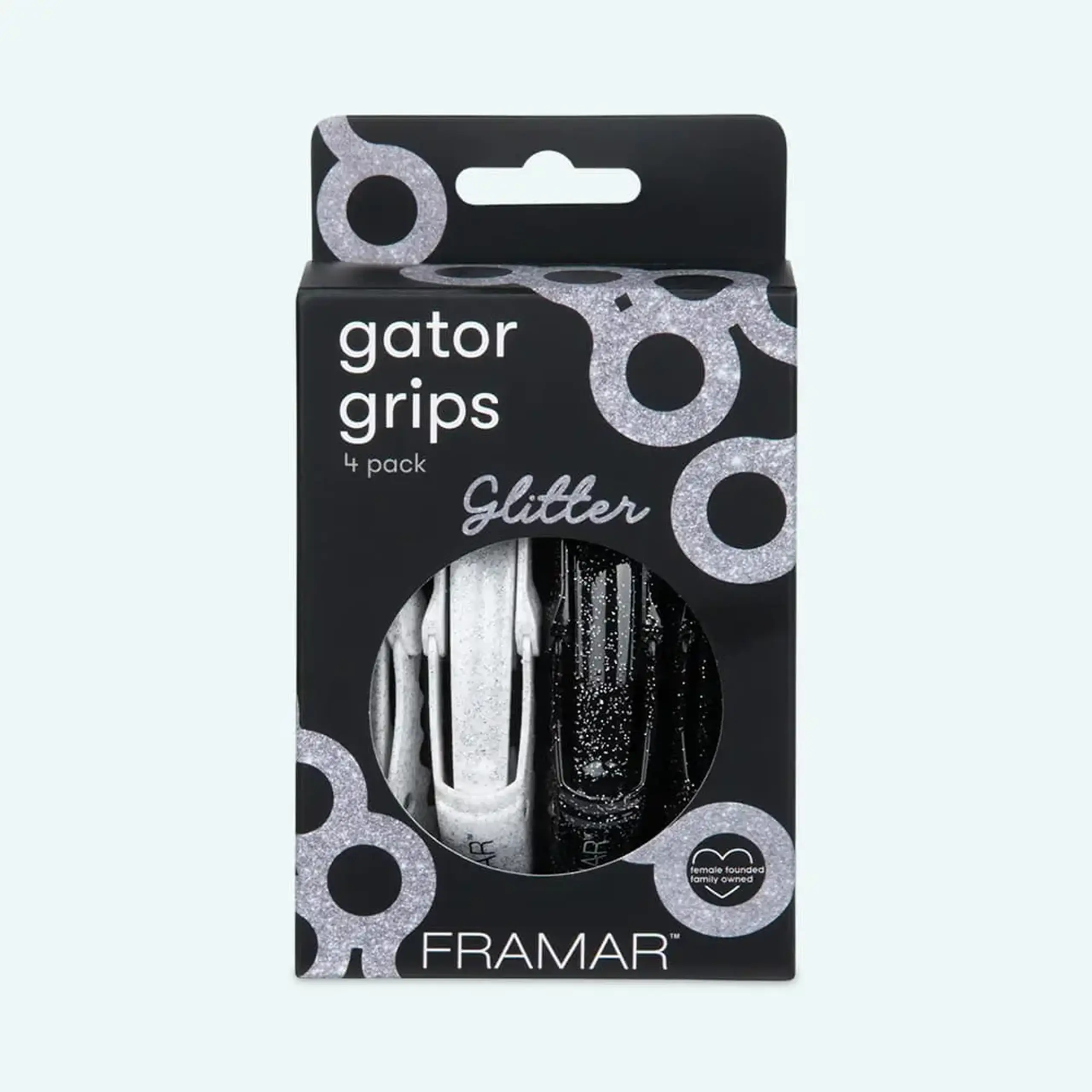 Clipsuri profesionale pentru fixarea părului Framar Gator Grip Clips Glitter 4pcs