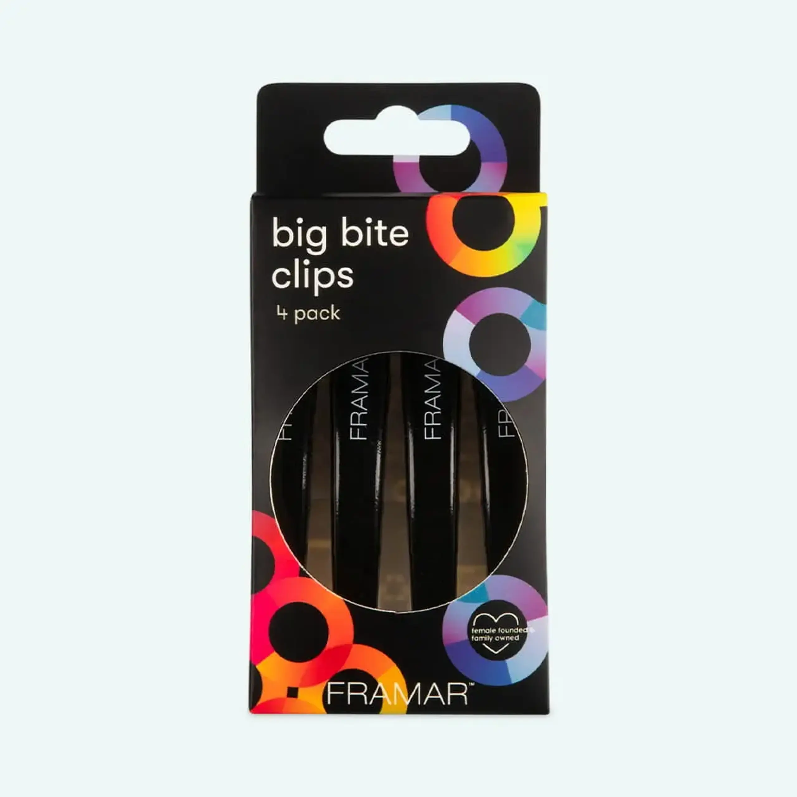 Clipsuri profesionale pentru fixarea părului Framar Big Bite Clips Black 4pcs