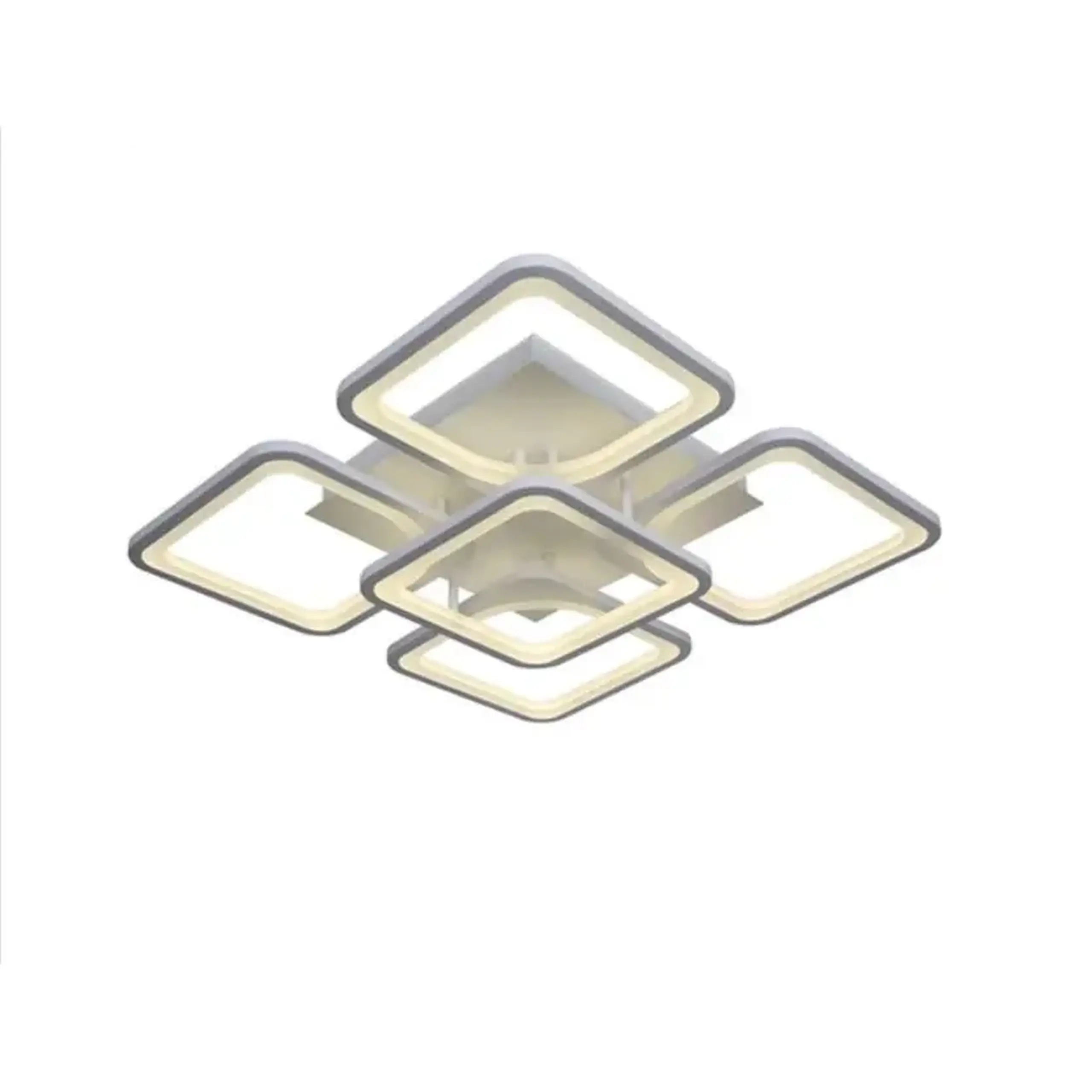Lustra LED integrat SLC Selino Concept Quadrato 4+1, 76-152W, cu aplicatie telefon, telecomanda, lumina calda/neutra/rece, intensitate reglabila, 39 cm, Alb