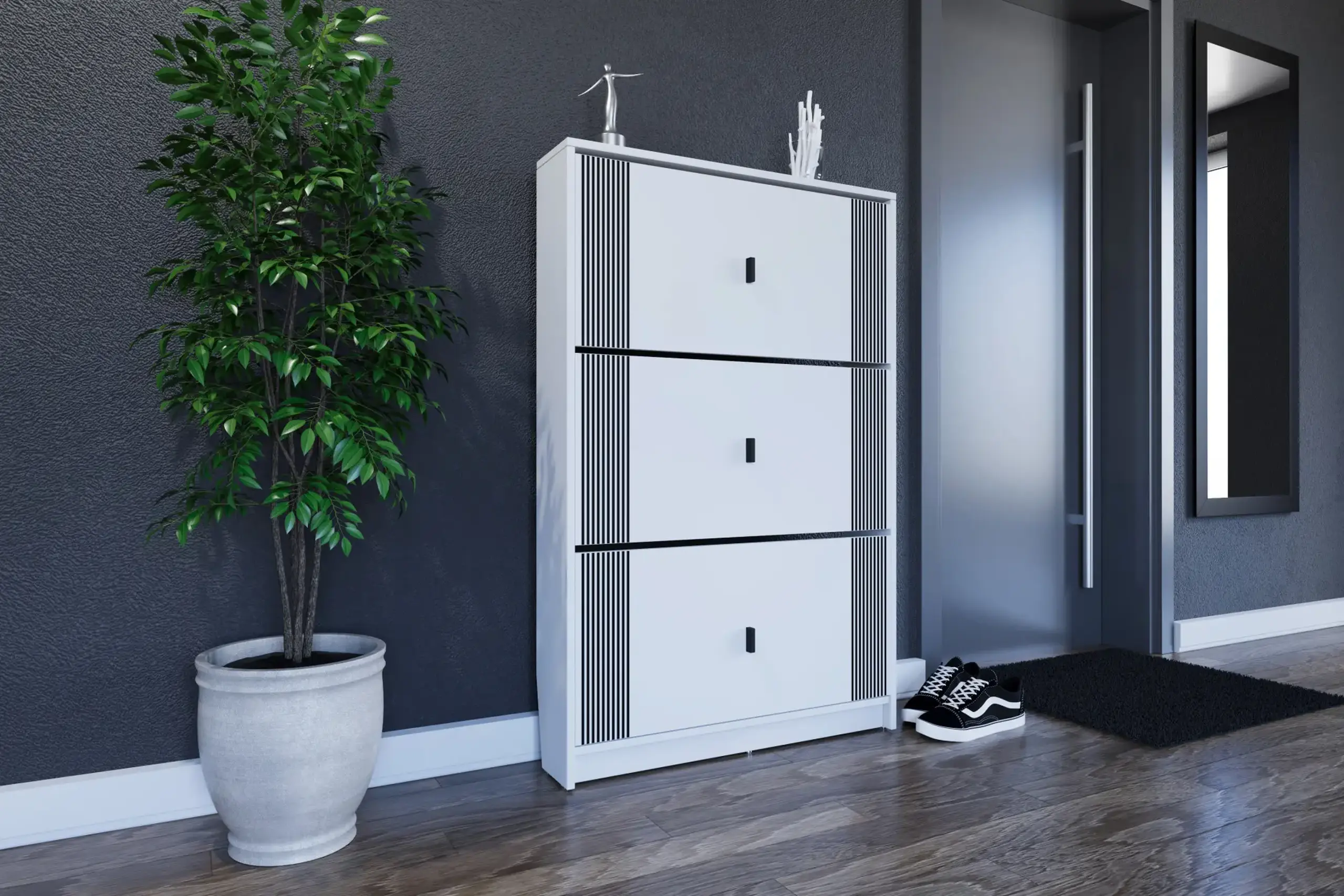 Comoda pentru pantofi 4home Lite, 80x120x17 cm, Nimfea Alba, cu frezare