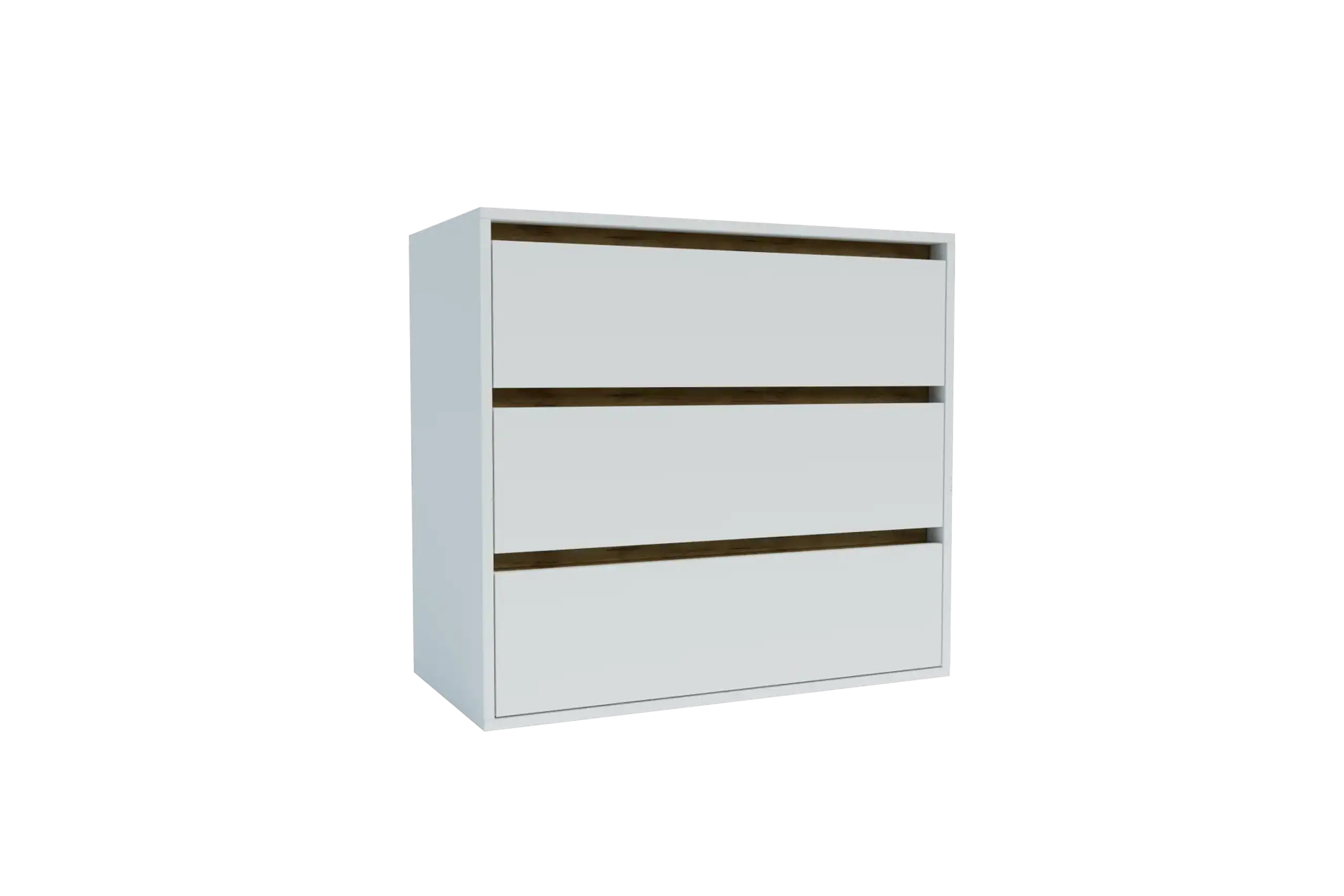 Comoda 4home Ideea K, 76x80x42 cm, 3 sertare, Nimfea Alba/Stejar Artizanal