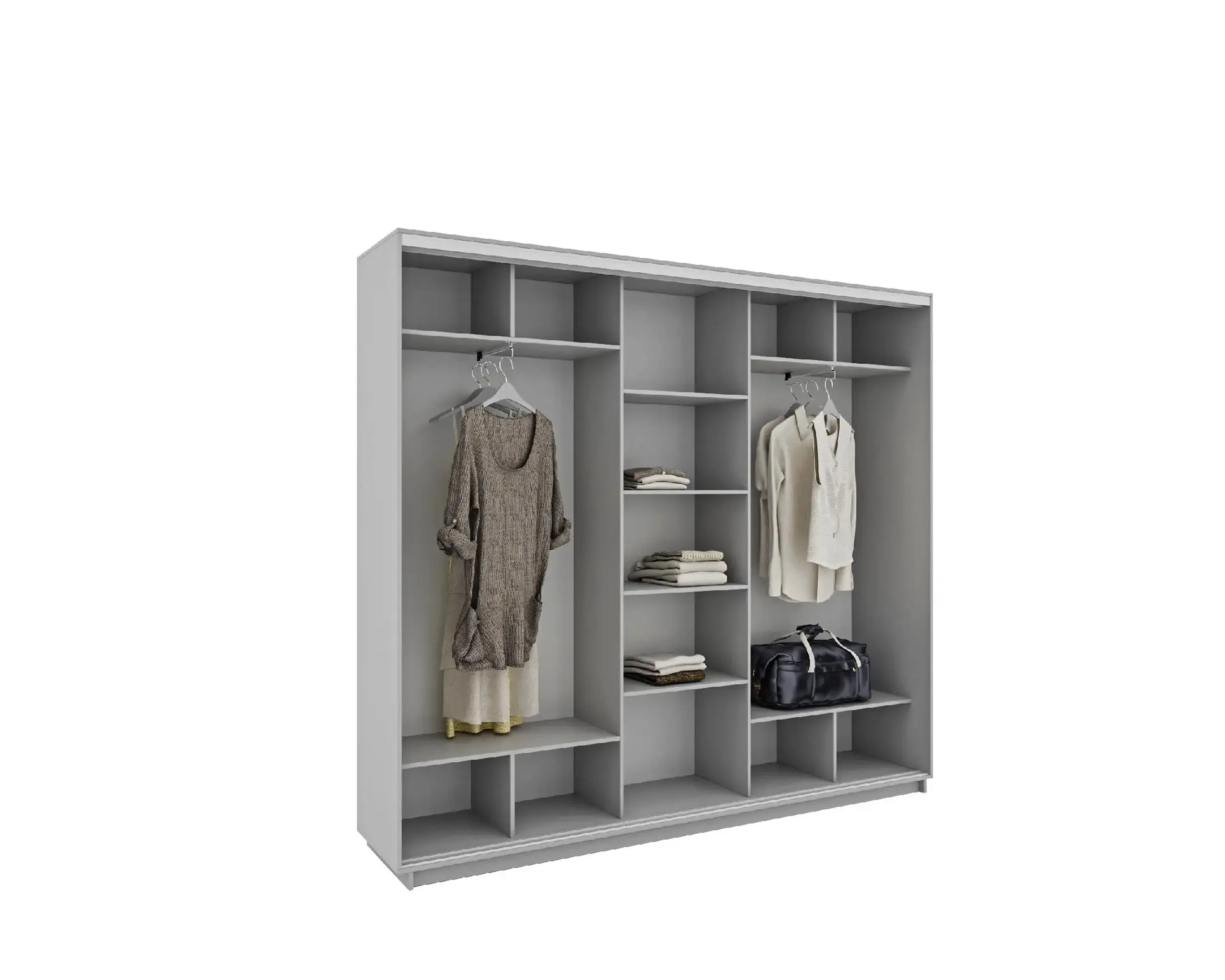 Dulap Cupe 4home, 2 Usi PAL 1Oglinda, Gri Grafit, 250x45x220 cm