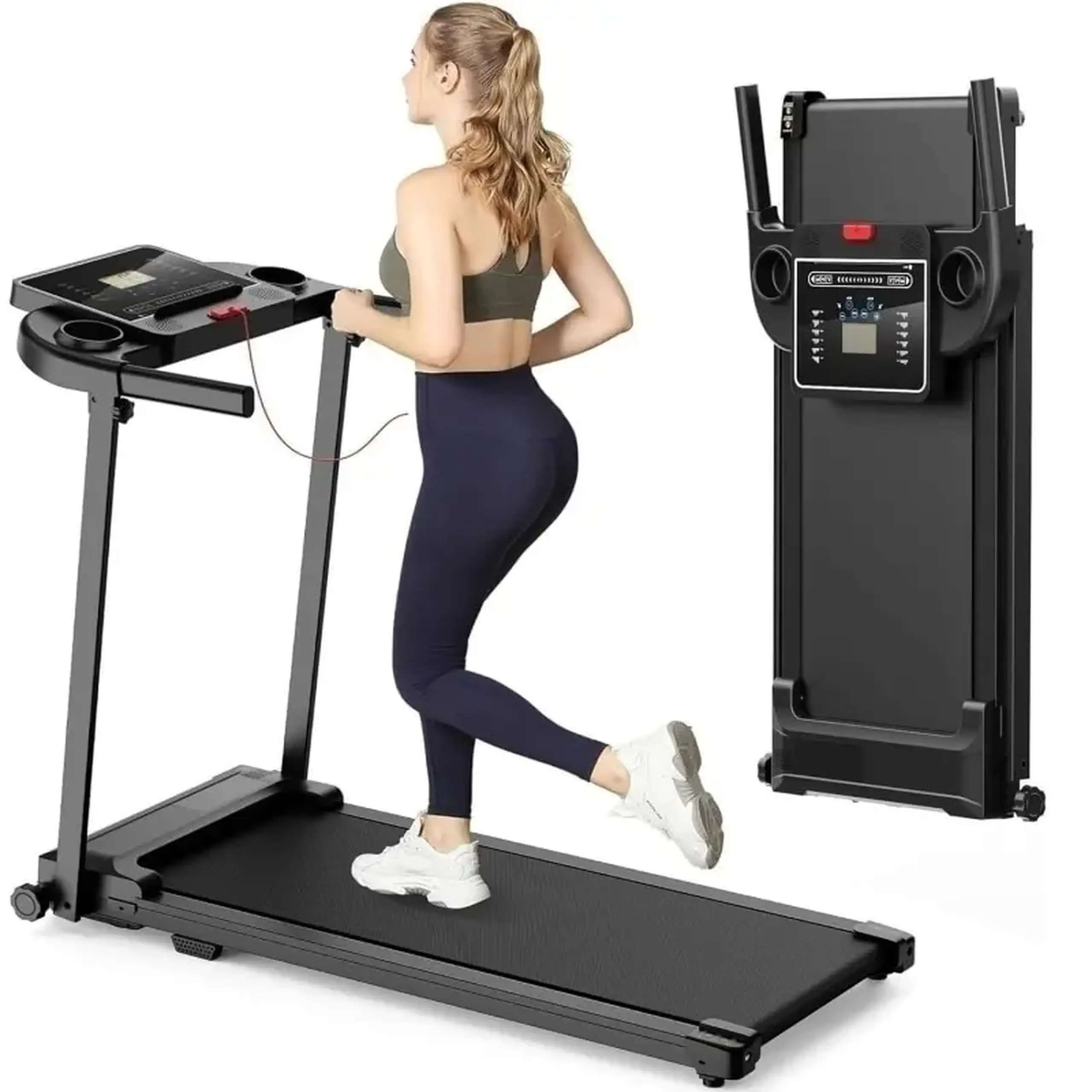 Banda de alergare electrica FitTronic K1100, motor de 2.5 CP, greutate suportata 110 kg, 4 moduri de alergare pana la 12 km/h, muzica prin Bluetooth, control cu smartphone prin aplicatii: Fitshow, Kinomap, Zwift
