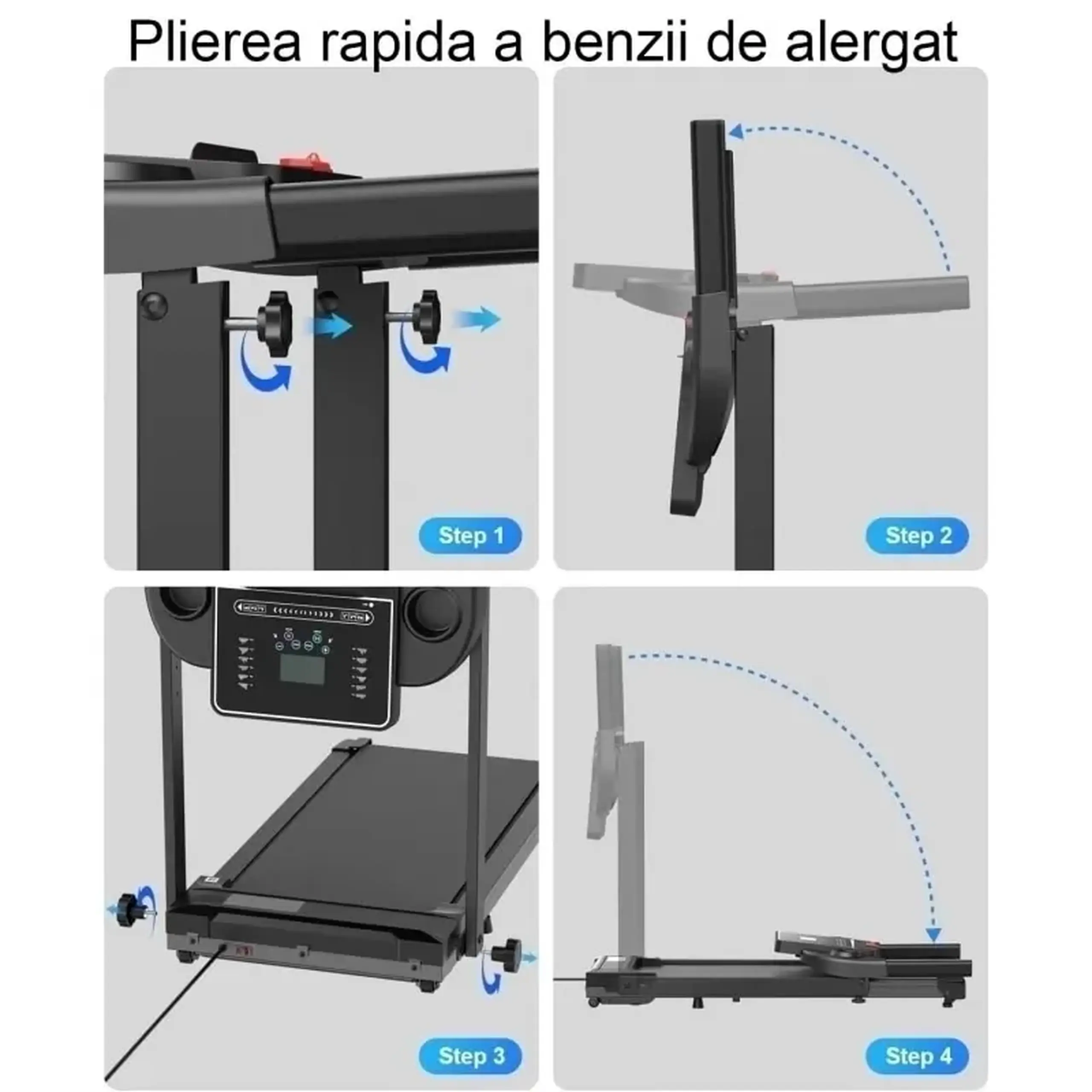 Banda de alergare electrica FitTronic K1100, motor de 2.5 CP, greutate suportata 110 kg, 4 moduri de alergare pana la 12 km/h, muzica prin Bluetooth, control cu smartphone prin aplicatii: Fitshow, Kinomap, Zwift