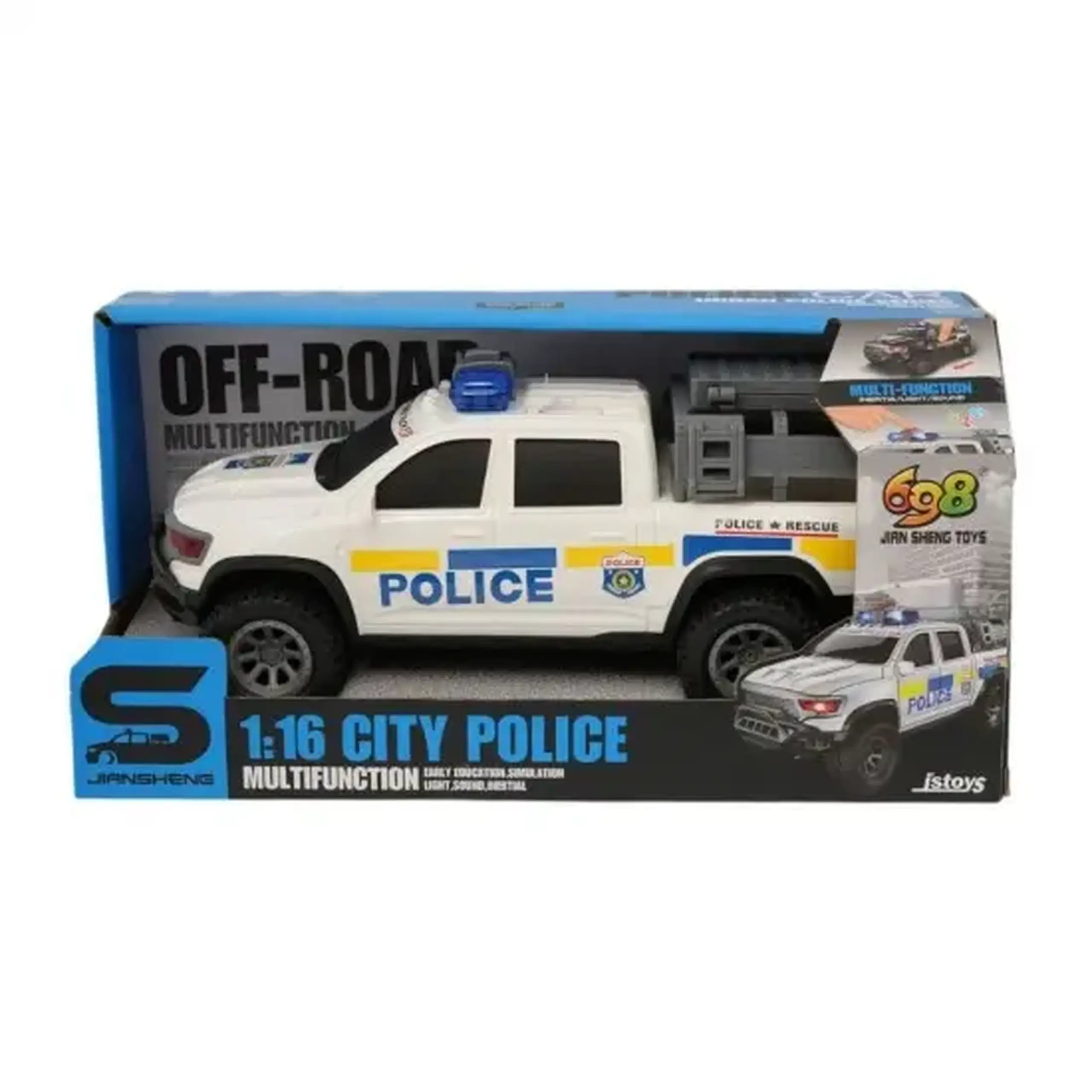 Masina pick-up de politie alba cu frictiune, lumini si sunete81513