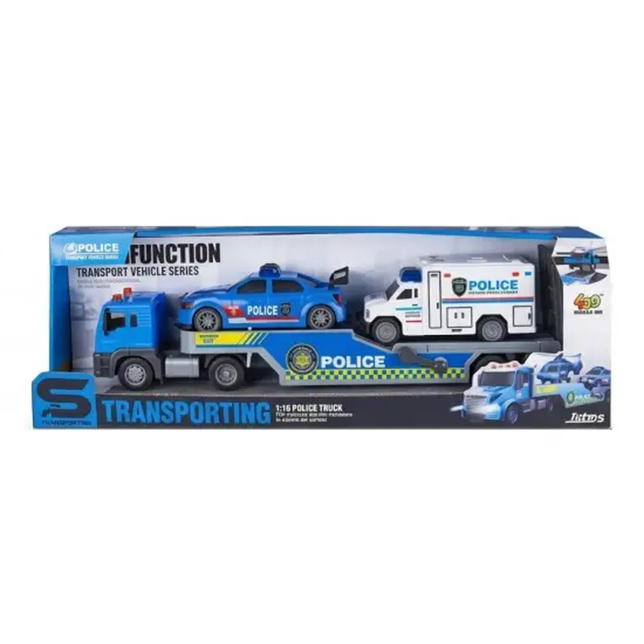 Camion transportator de politie cu 2 vehicule cu frictiune, lumini81511