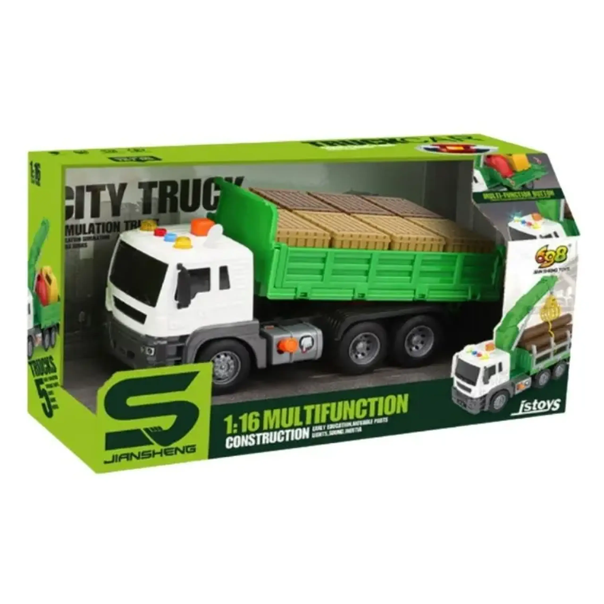 Camion de jucarie pentru transport lazi 1:16, cu frictiune, buton de pres81506