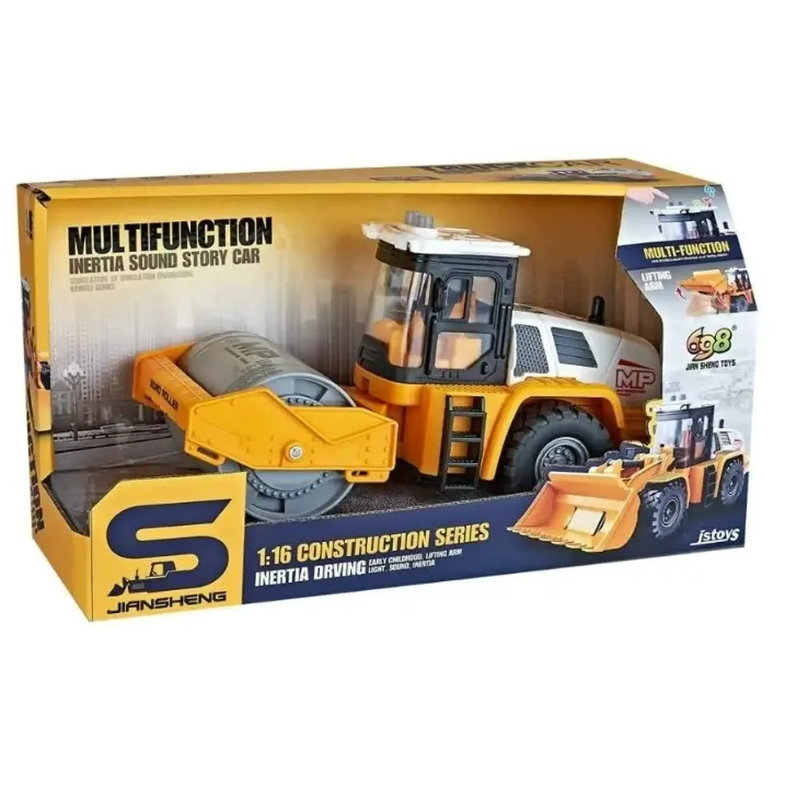 Compactor de asfalt de jucarie galben cu frictiune, lumini si sun81508