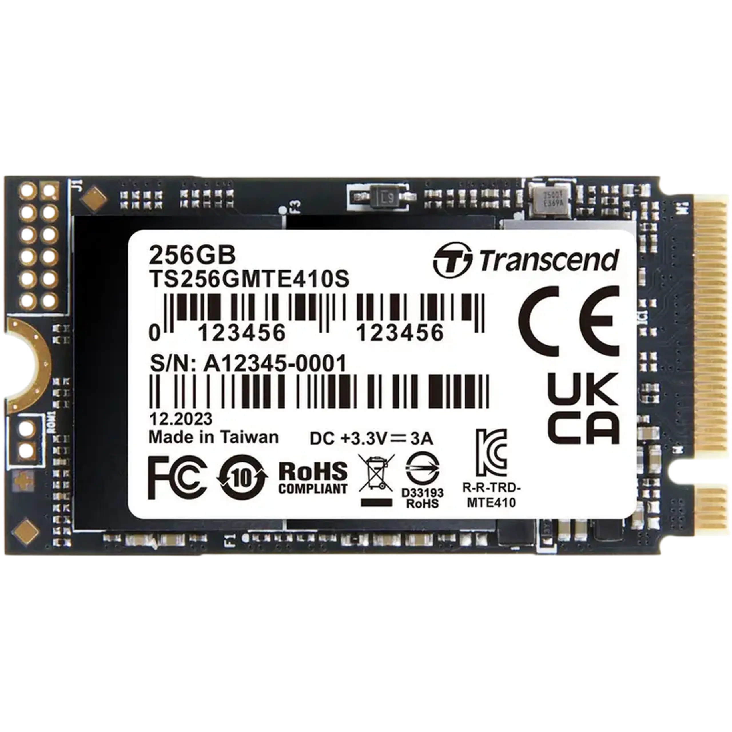 .M.2 NVMe SSD 256GB Transcend 410S [42mm, PCIe 4.0 x4, R/W:3000/1400MB/s, 190/330K IOPS, 150TBW]