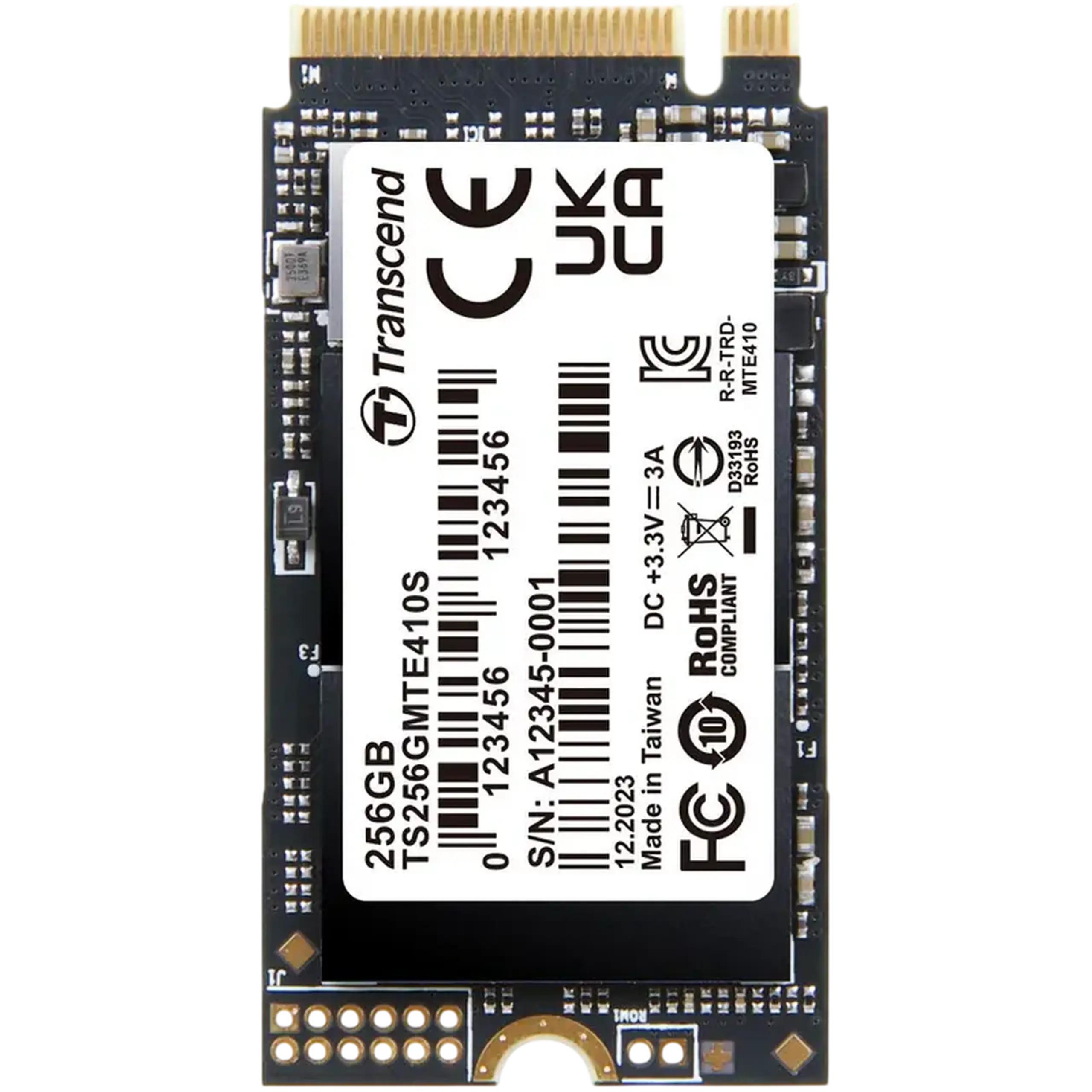 .M.2 NVMe SSD 256GB Transcend 410S [42mm, PCIe 4.0 x4, R/W:3000/1400MB/s, 190/330K IOPS, 150TBW]