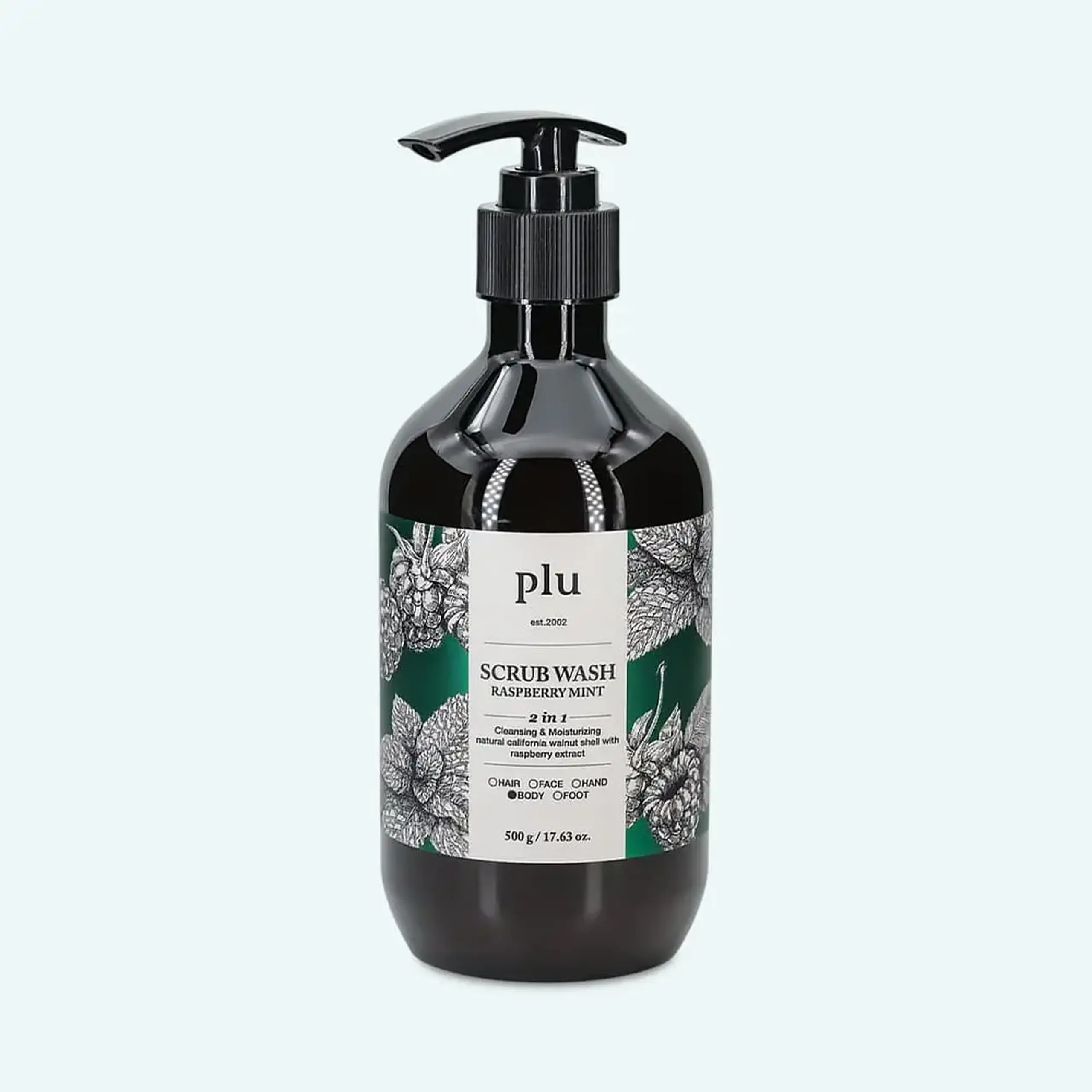 Gel de duș exfoliant pentru corp PLU Scrub Wash Raspberry Mint 500 g