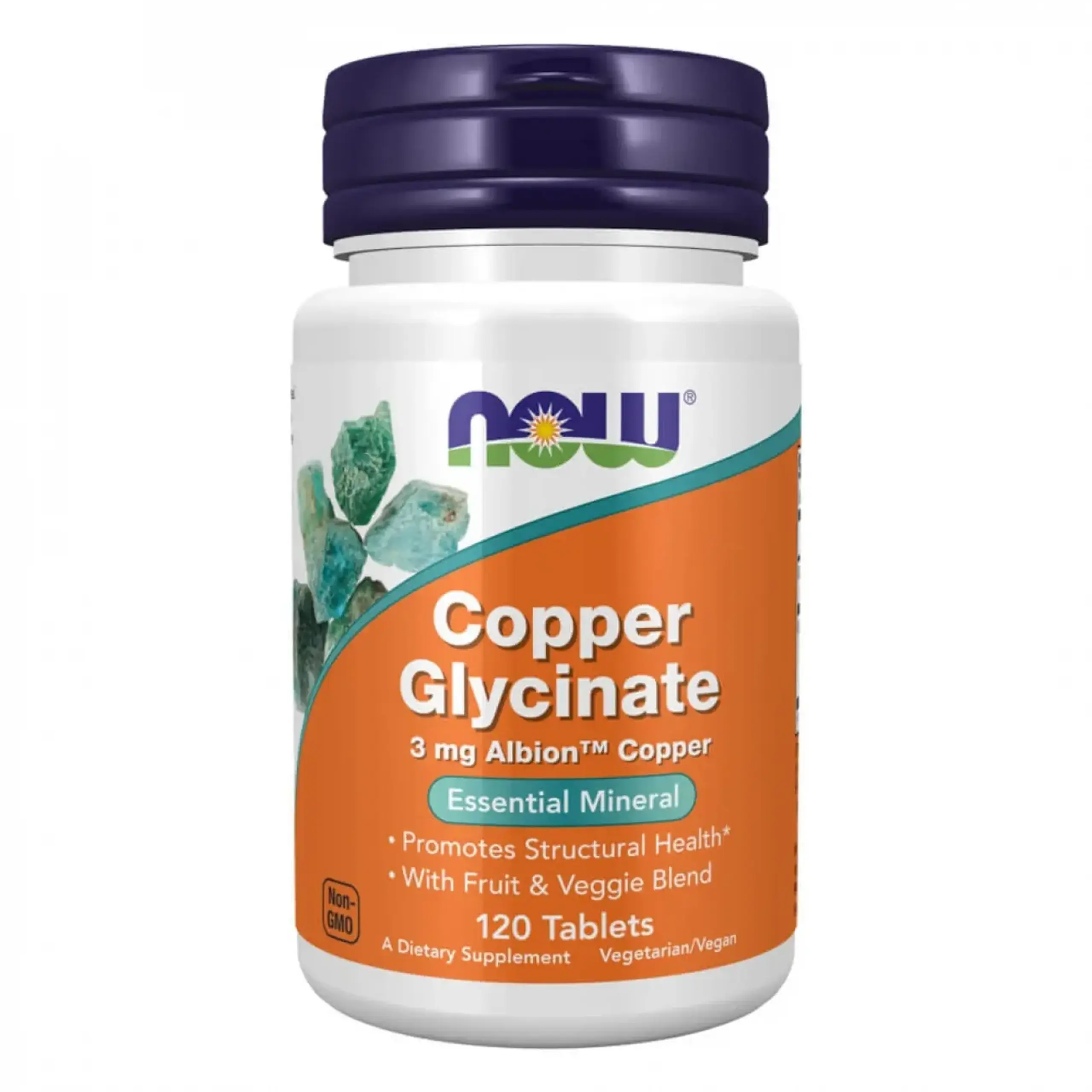 Now Foods, Copper Glycinate 3 mg, 120 tablete