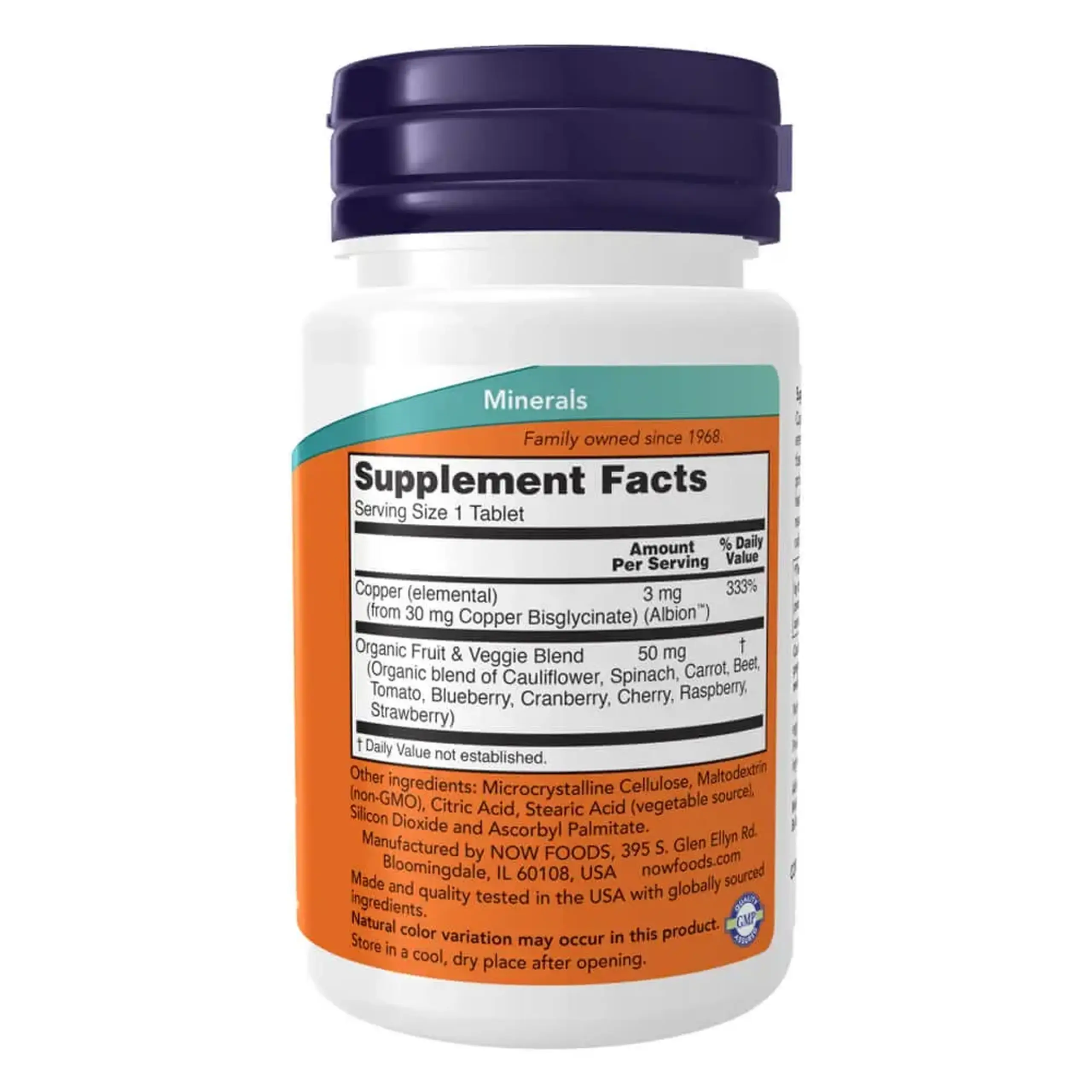 Now Foods, Copper Glycinate 3 mg, 120 tablete