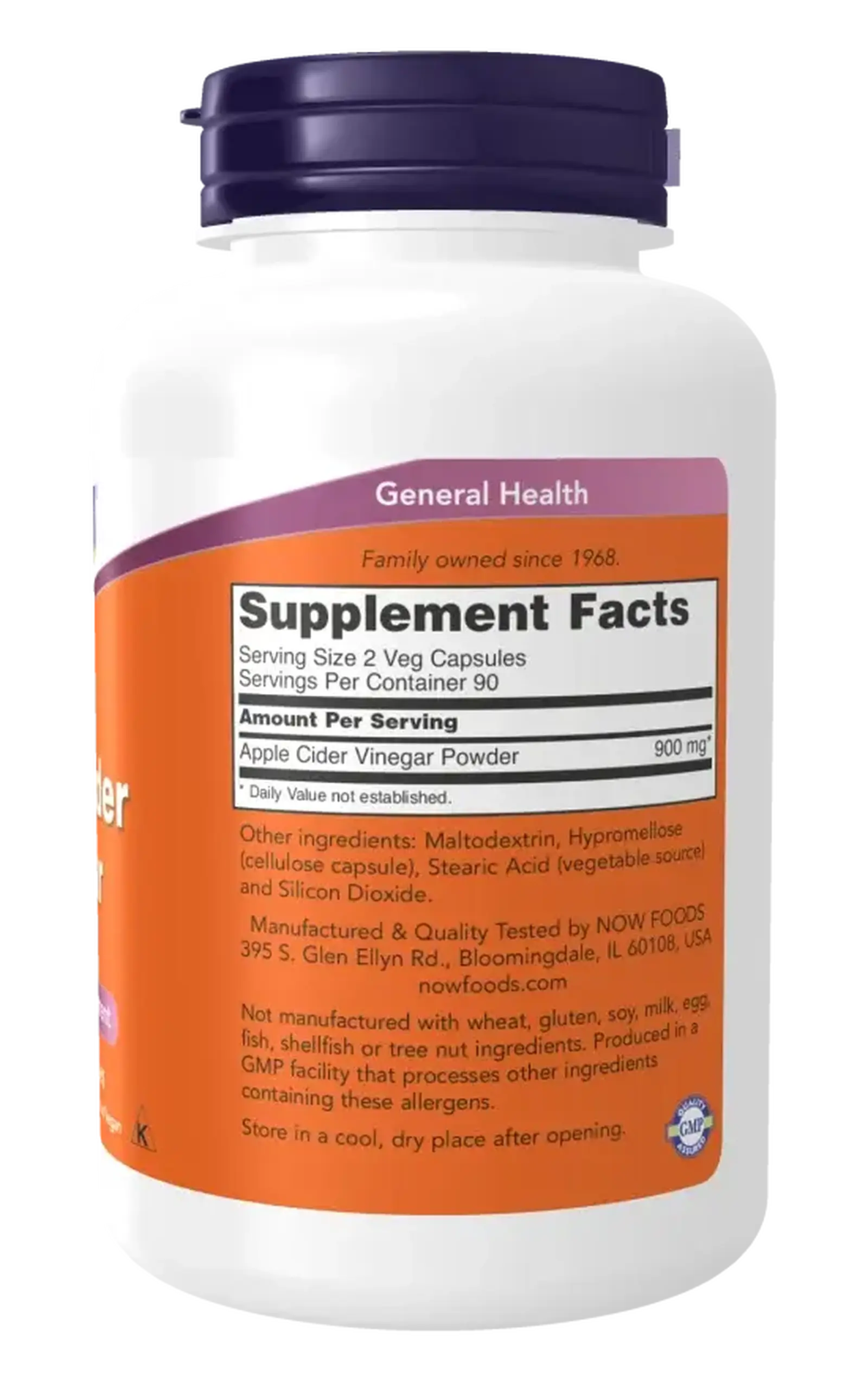 Now Foods, Apple Cider Vinegar 450 mg, 180 capsule vegetale