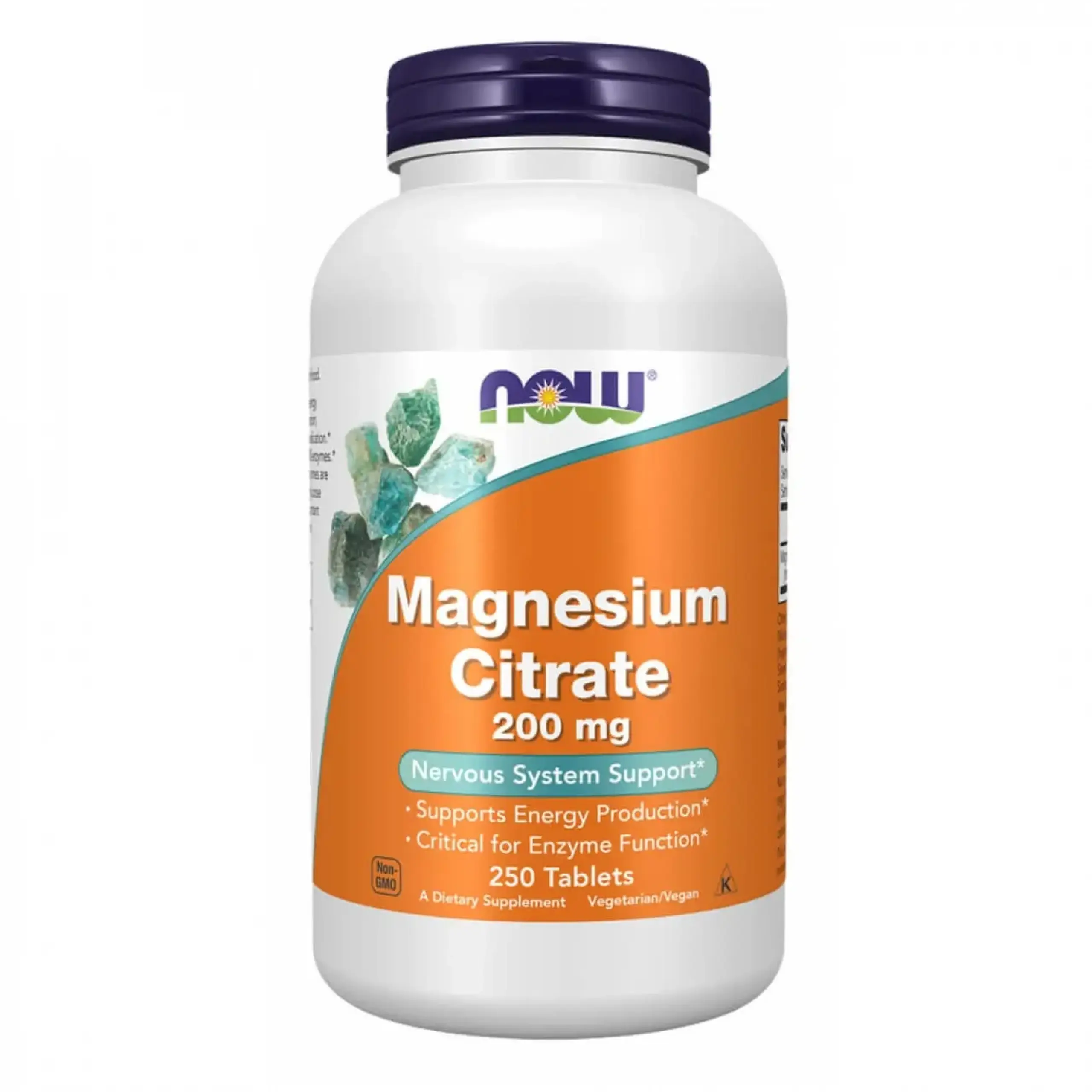 Now Foods, Magnesium Citrate, 200 mg, 100 tablete - Volum 250 tablete
