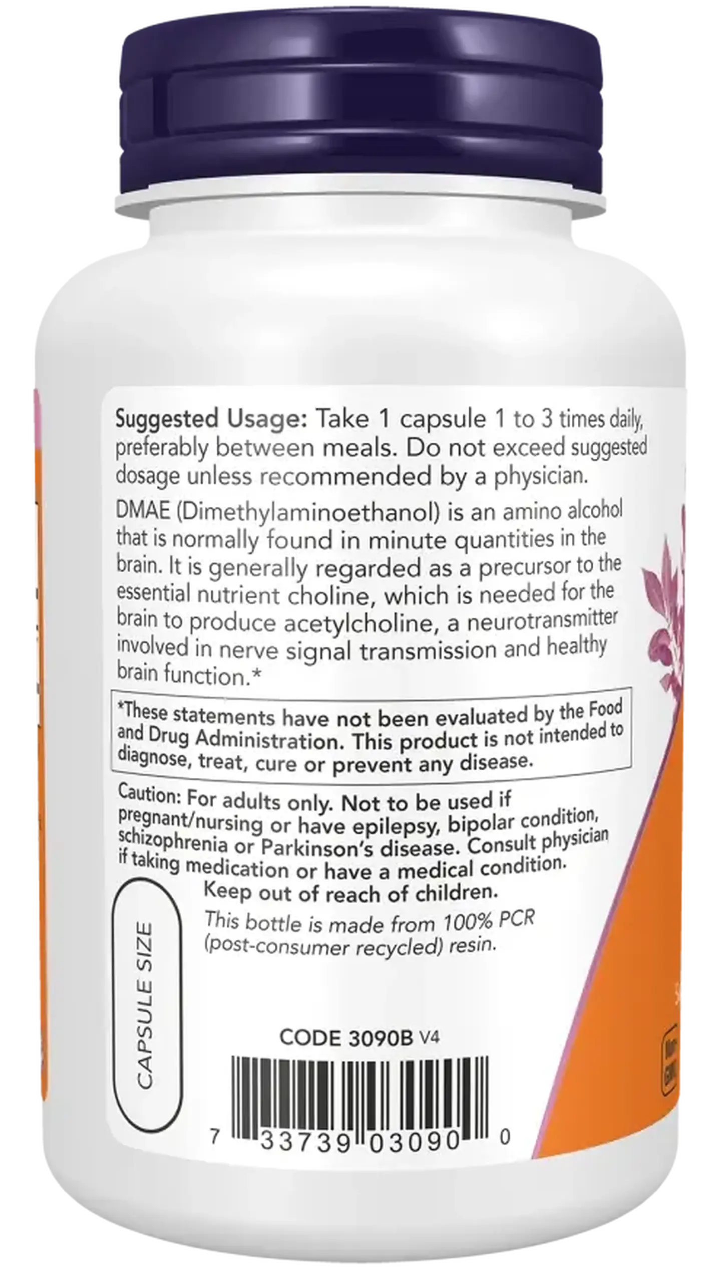 Now Foods, DMAE 250 mg, 100 capsule vegetale