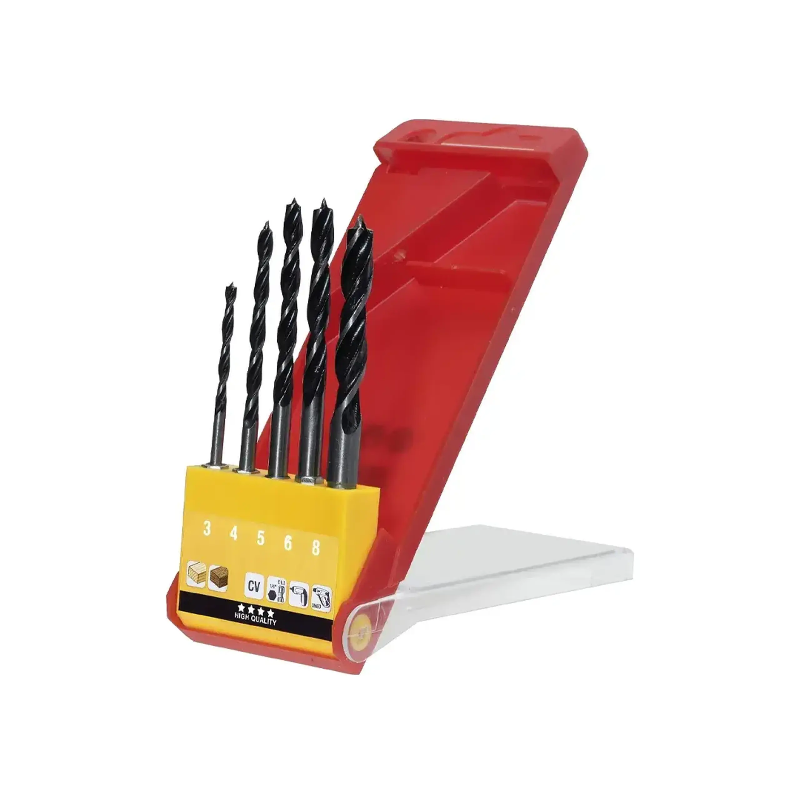 Set burghie 5 buc. pentru lemn 3 - 8 mm Oțel CrV Hexagonal KWB
