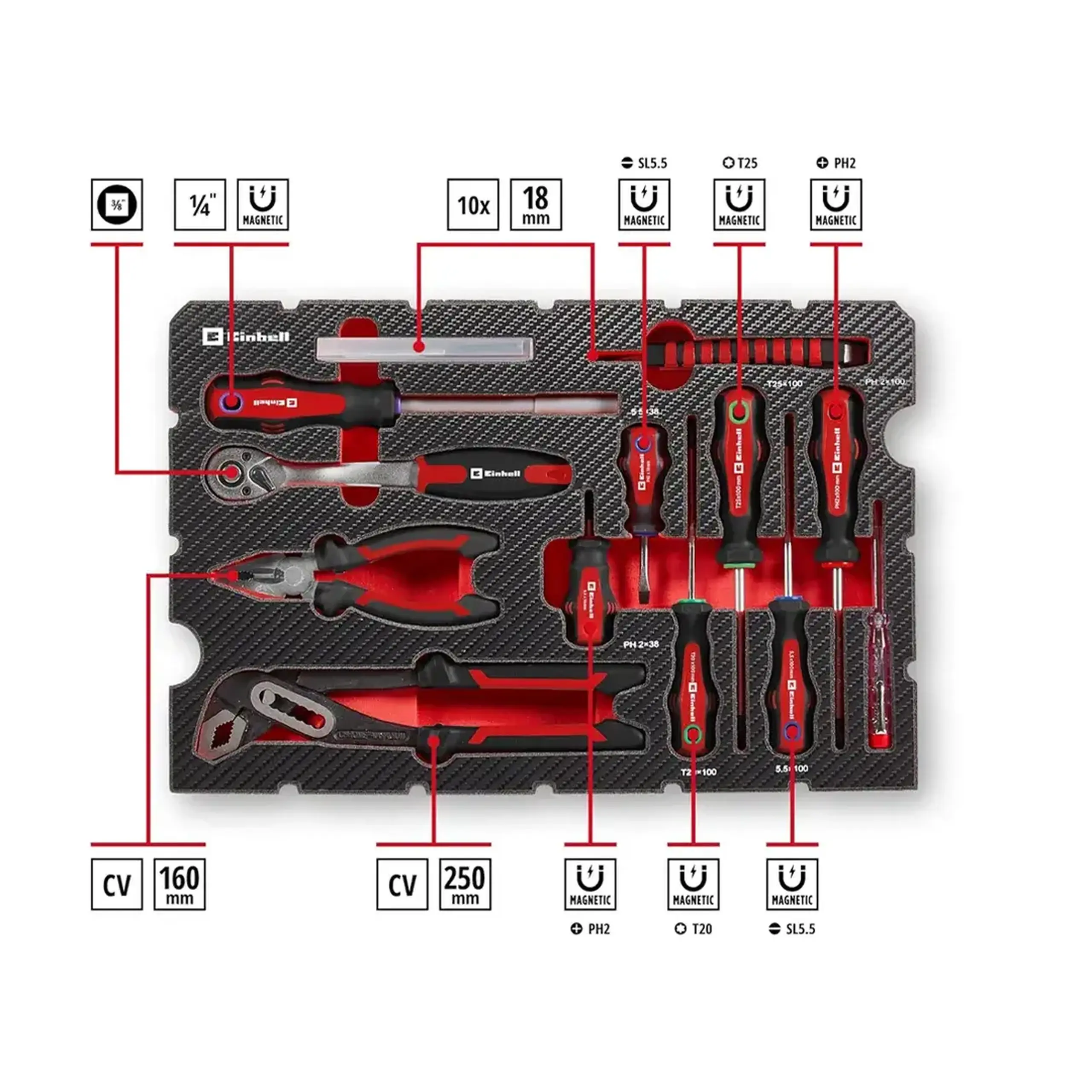 Set de scule manuale PH, PZ, SL, TX, HEX 80 buc. KWB